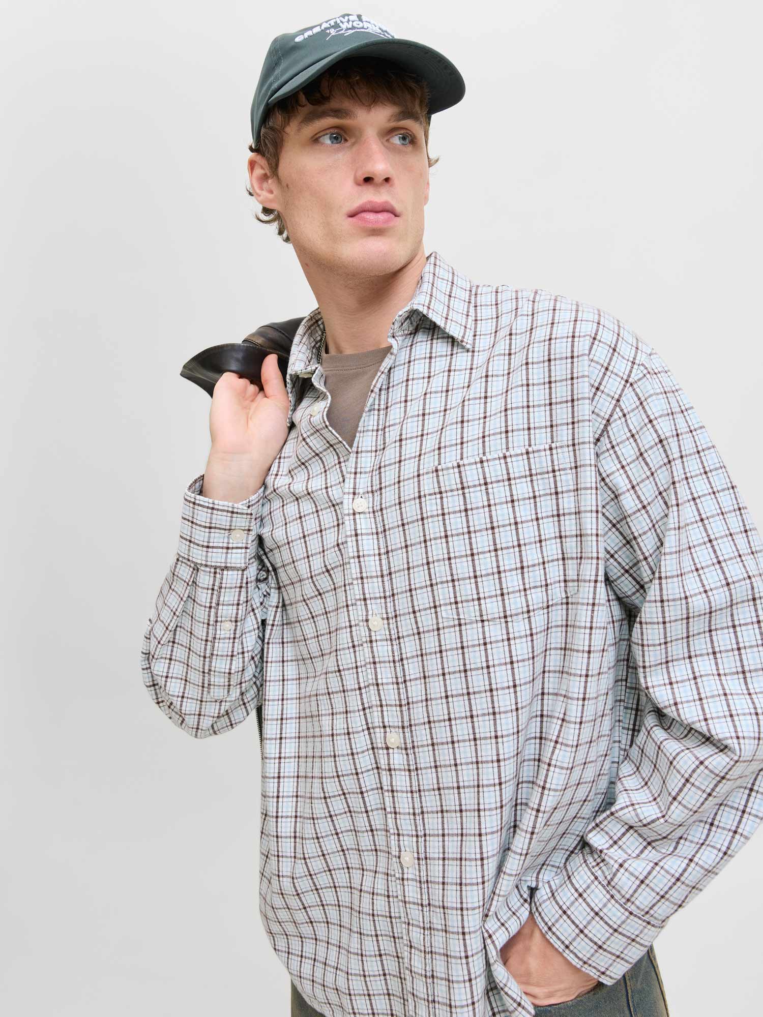 JACK & JONES Риза JORMEADOWS OVERSIZED CHECK SHIRT LS