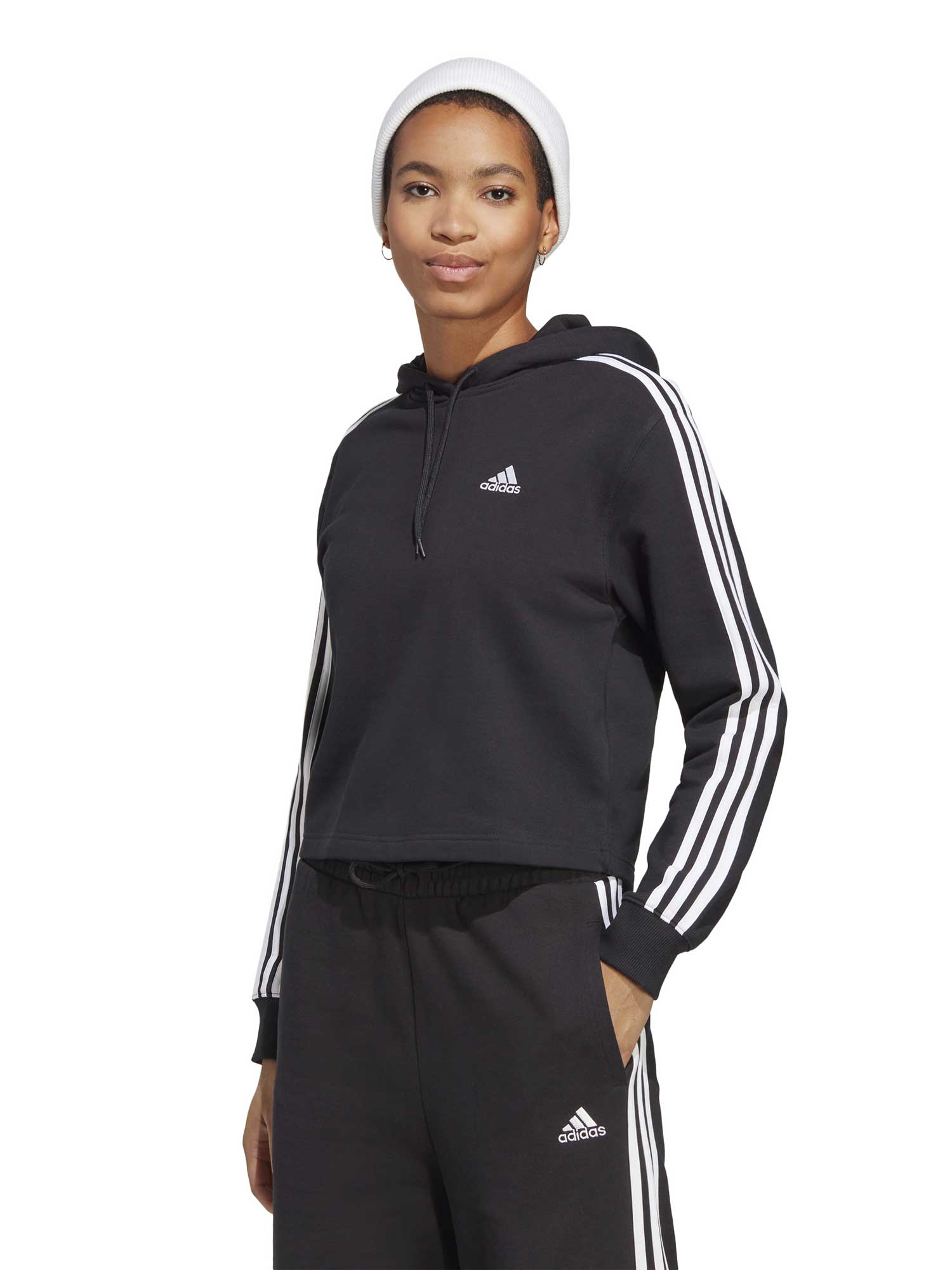 ADIDAS SPORTSWEAR Суитшърт Essentials 3-Stripes French Terry Crop
