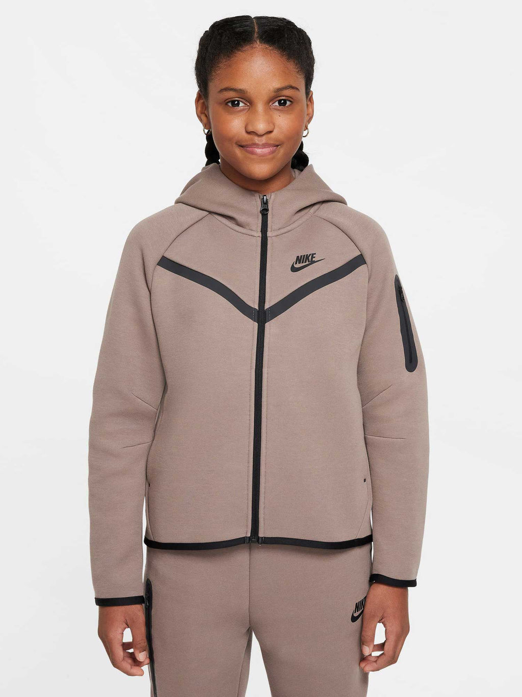 NIKE Суитшърт G NSW TCH FLC HD FZ LS - PD