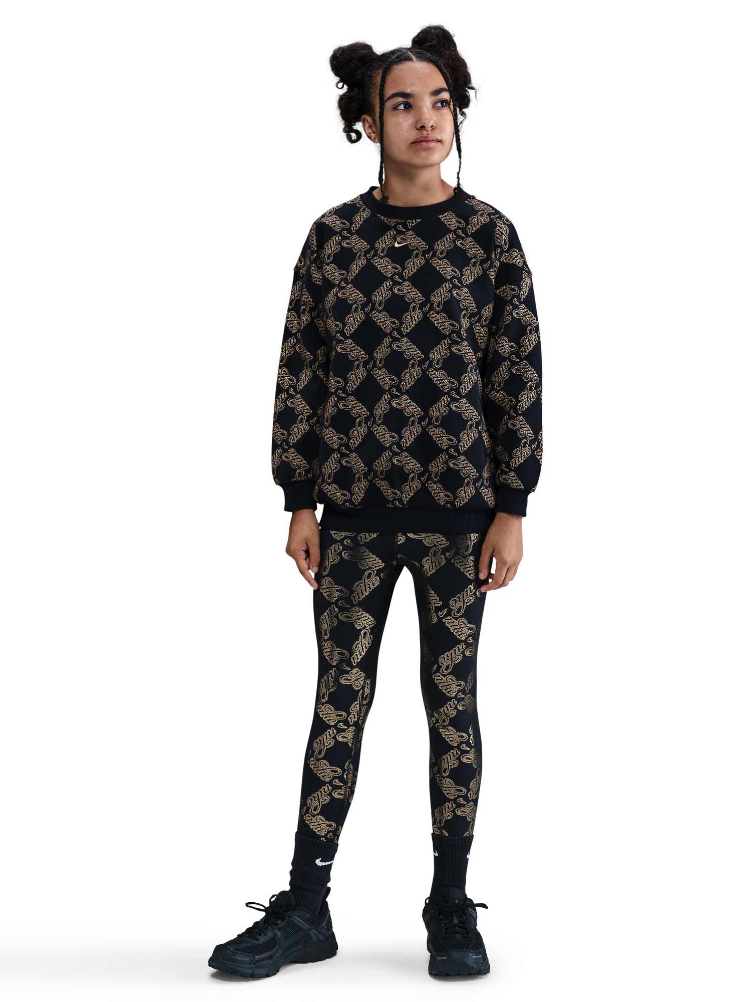 NIKE Блуза G NSW CLB FLC OS CREW AOP SHNE