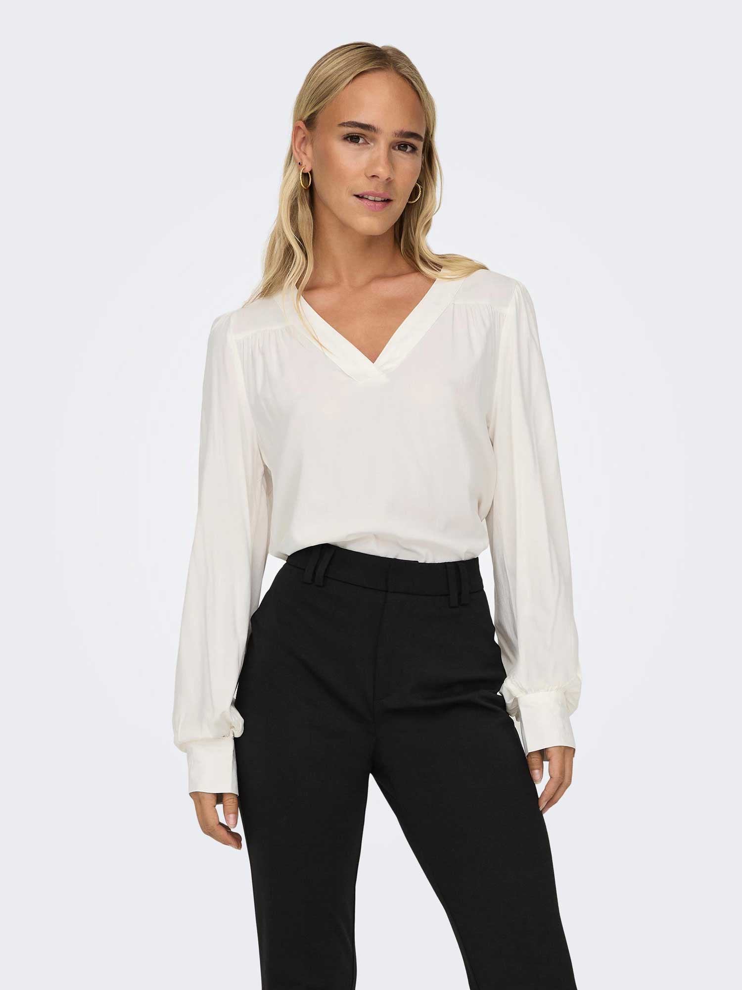 ONLY Риза ONLELLA LS V-NECK TOP WVN