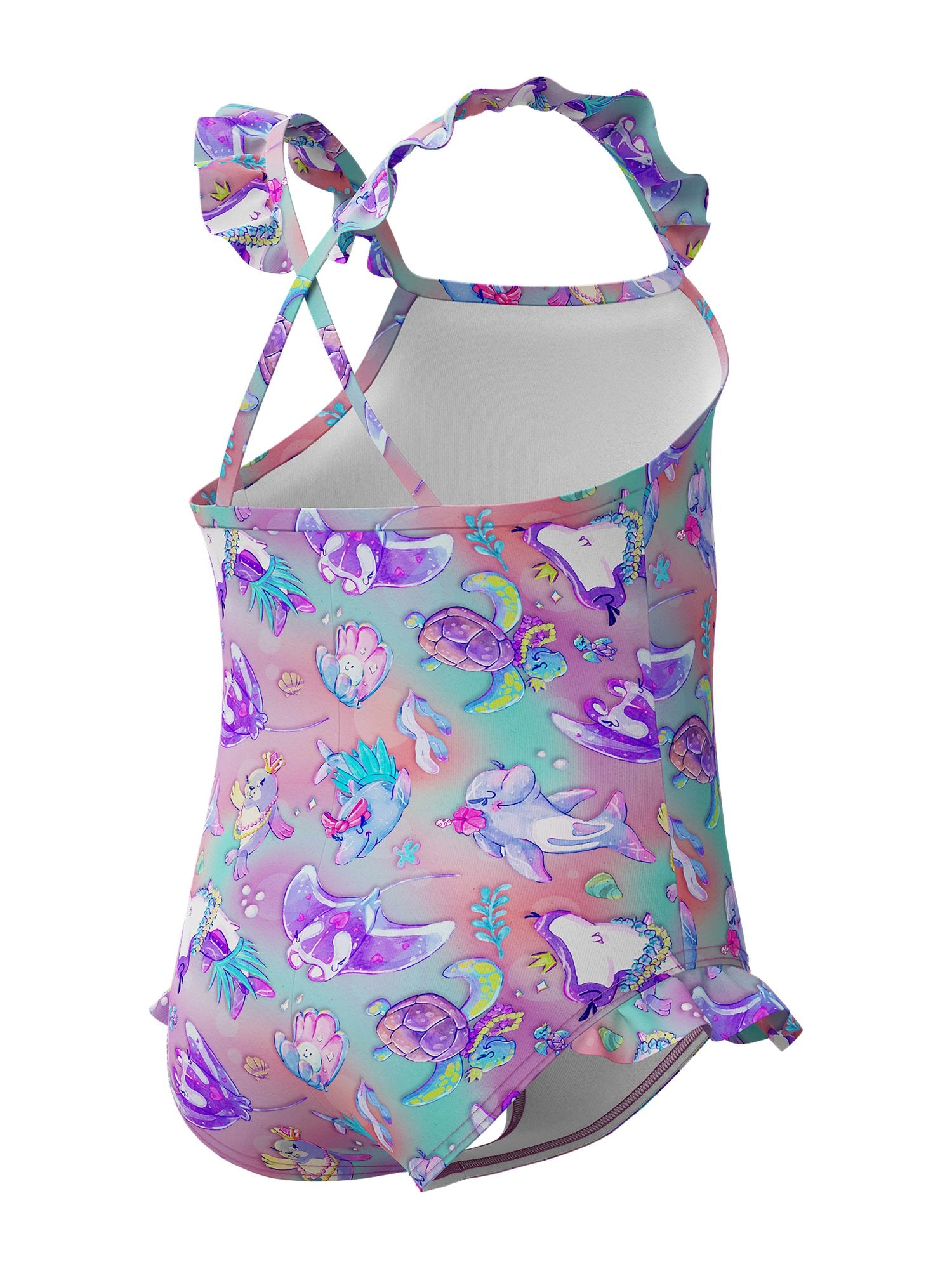 SPEEDO Цял бански GIRLS DIGITAL FRILL THINSTRAP