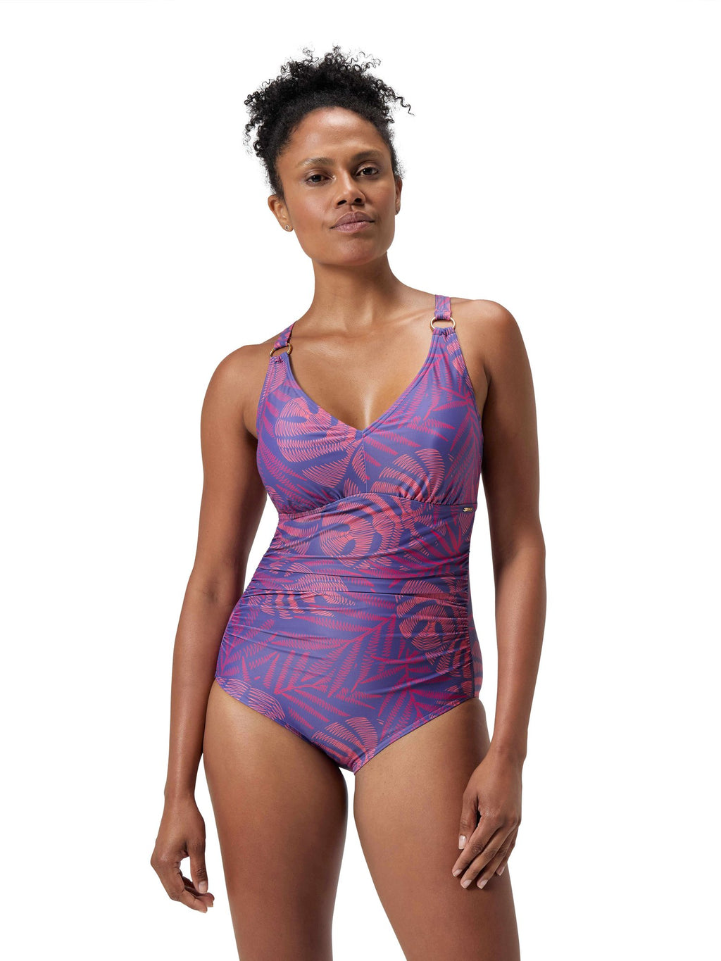 SPEEDO Цял бански WOMENS SHAPING PRINTED V NECK