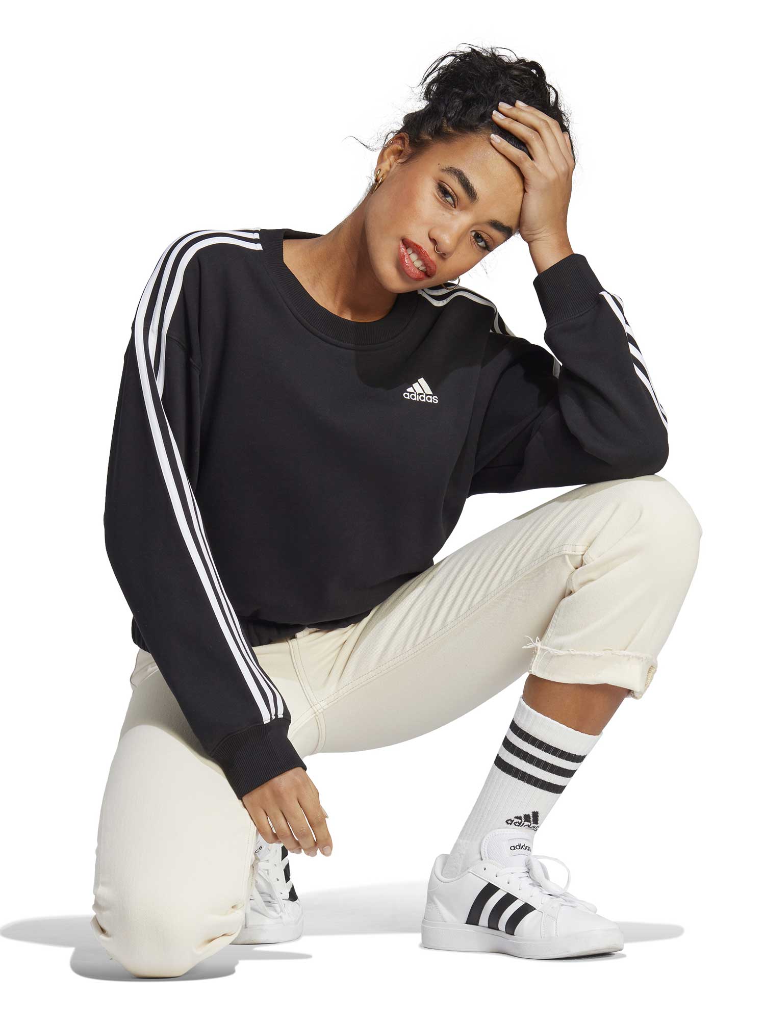 ADIDAS SPORTSWEAR Блуза Essentials 3-Stripes Crop Sweatshirt
