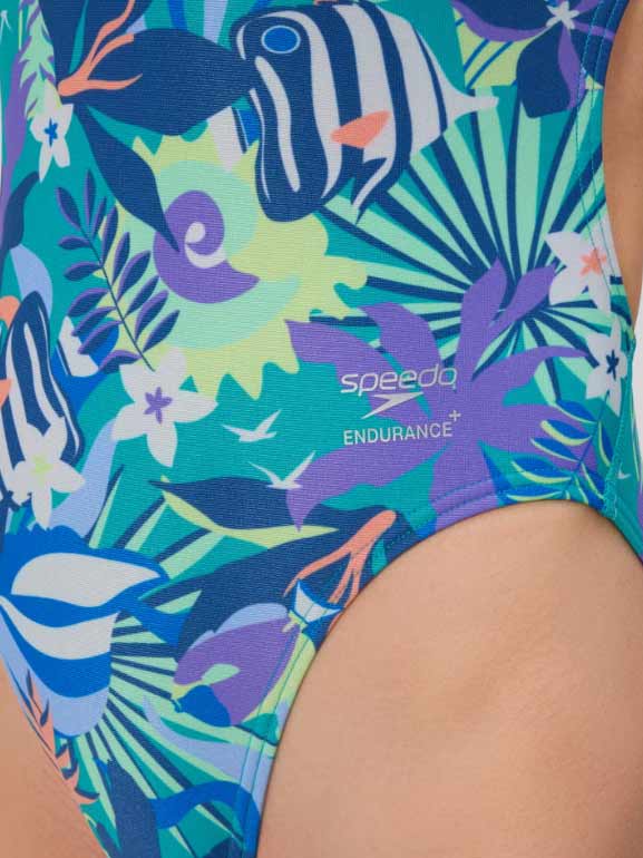SPEEDO Цял бански FL PRINTED TIE BACK