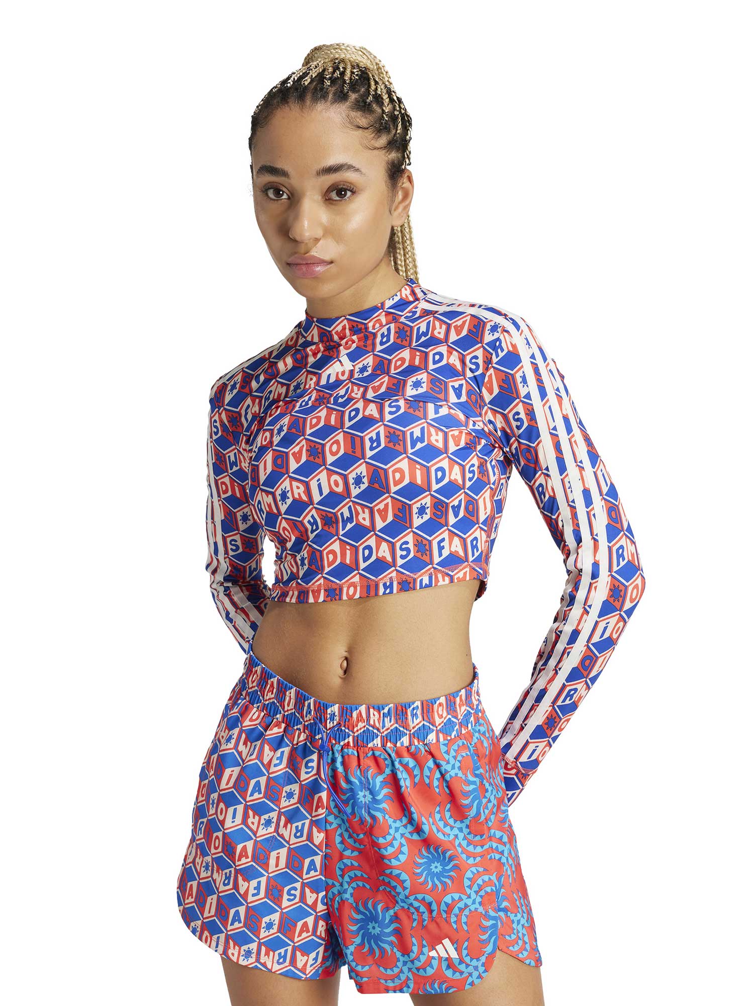 ADIDAS PERFORMANCE Блуза x FARM Rio Crop Long Sleeve Sweatshirt