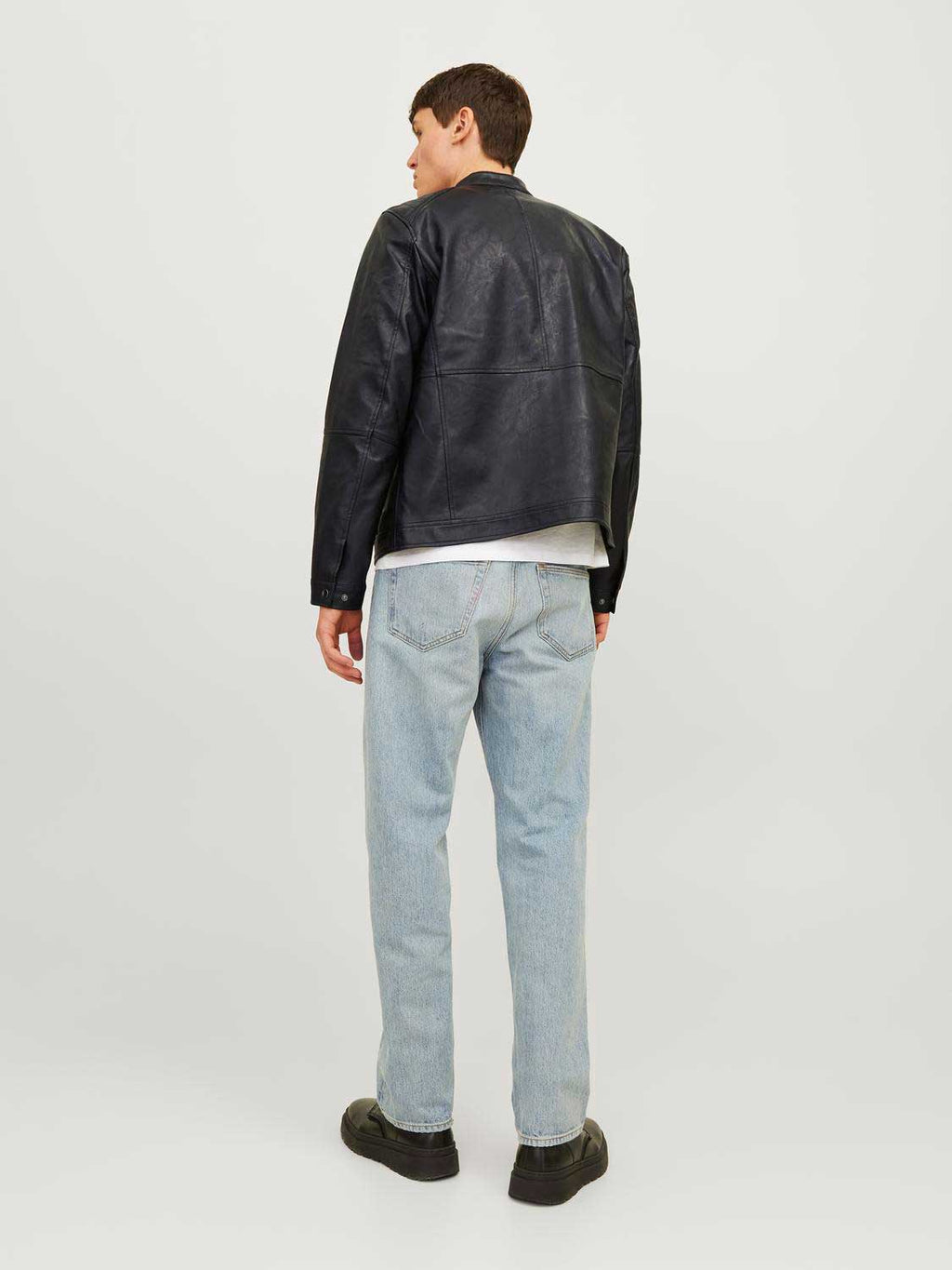 JACK & JONES Кожено яке JJEDYLAN PU BIKER JACKET NOOS