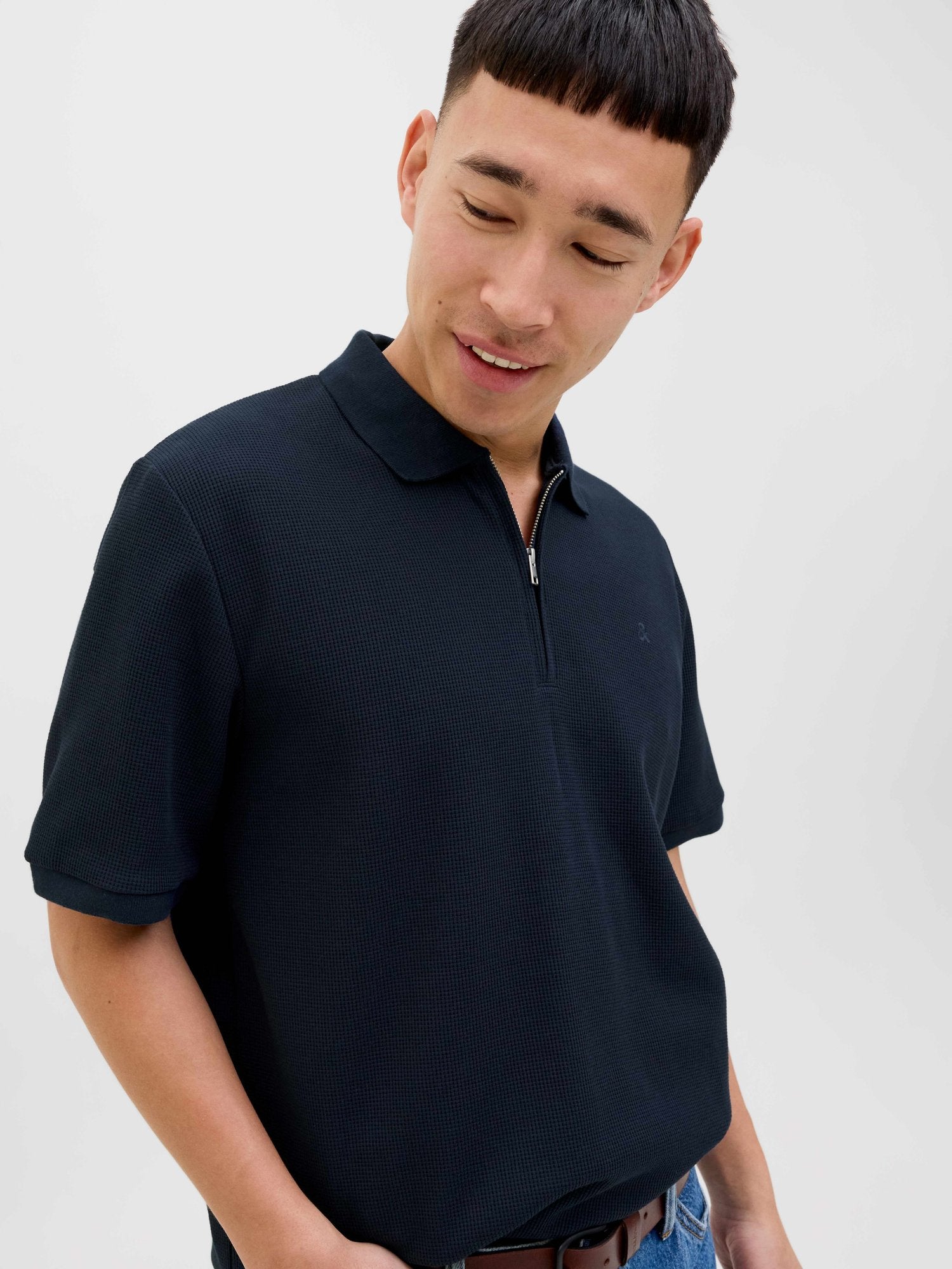 JACK & JONES Тениска JJEAUSTIN ZIP POLO SS NOOS
