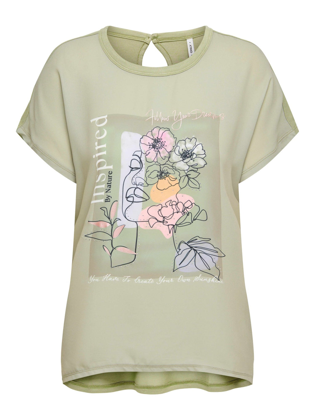 ONLY Тениска ONLFLORA REG S/S ART FOIL TOP BOX JRS