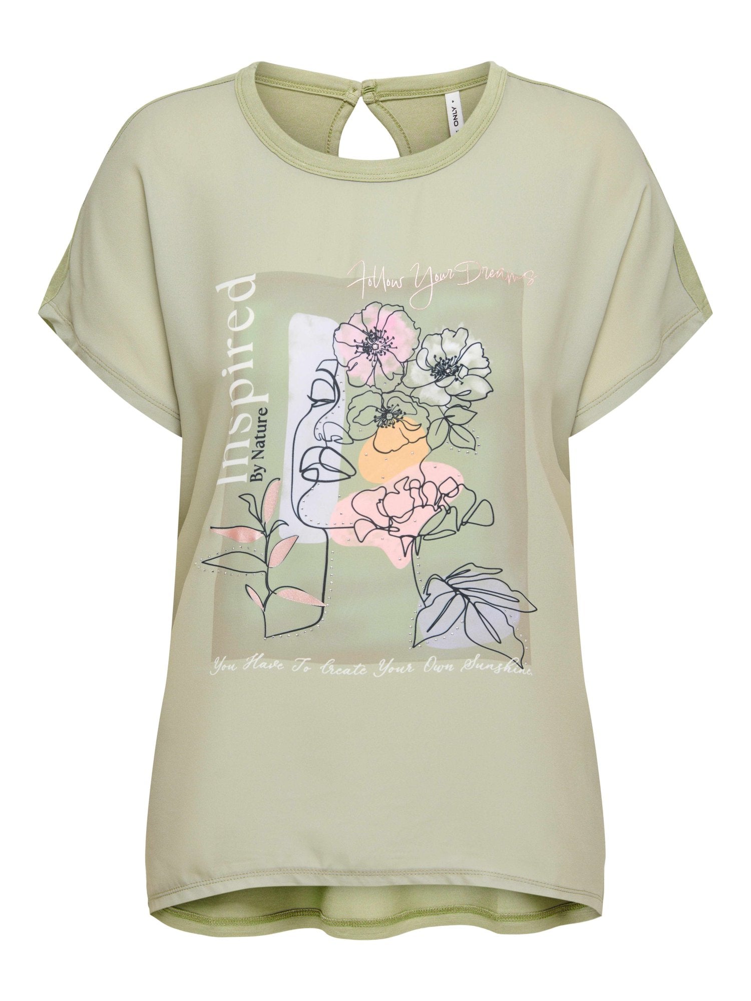ONLY Тениска ONLFLORA REG S/S ART FOIL TOP BOX JRS