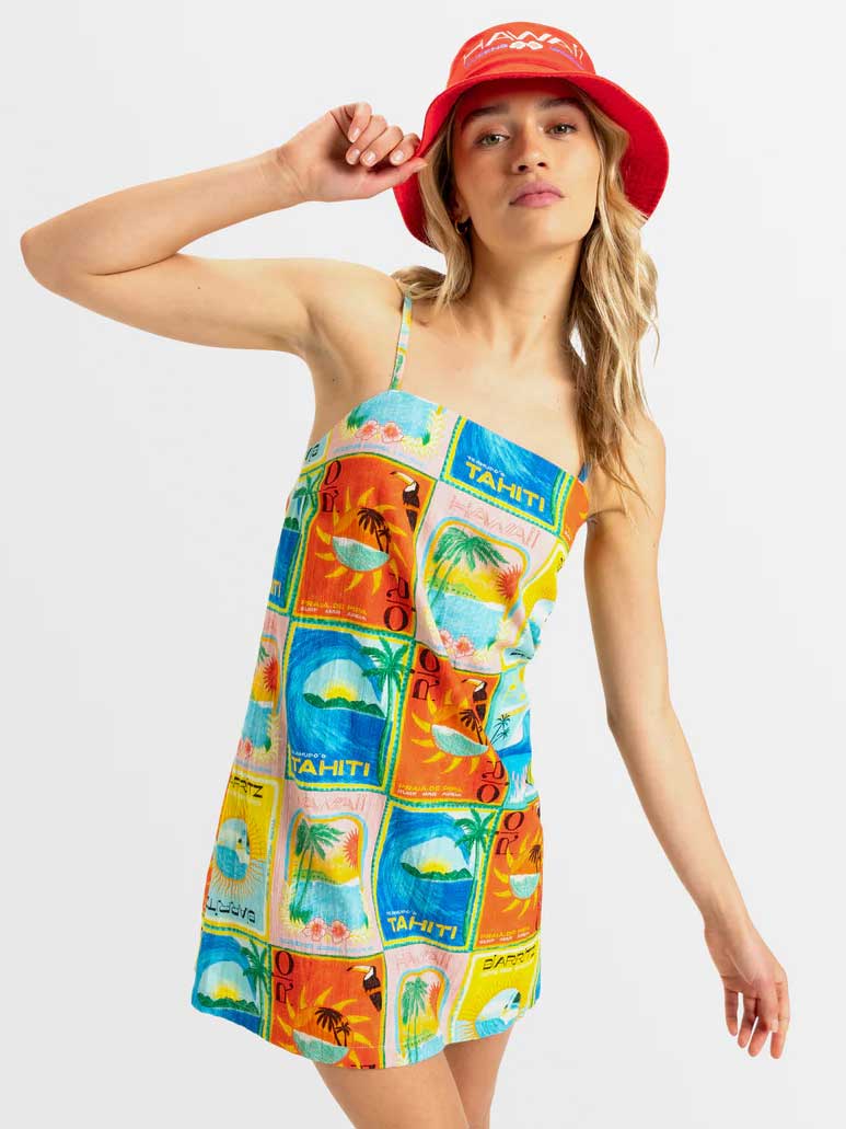ROXY Рокля ATLAS PLAYA BLANCA SLIP DRESS