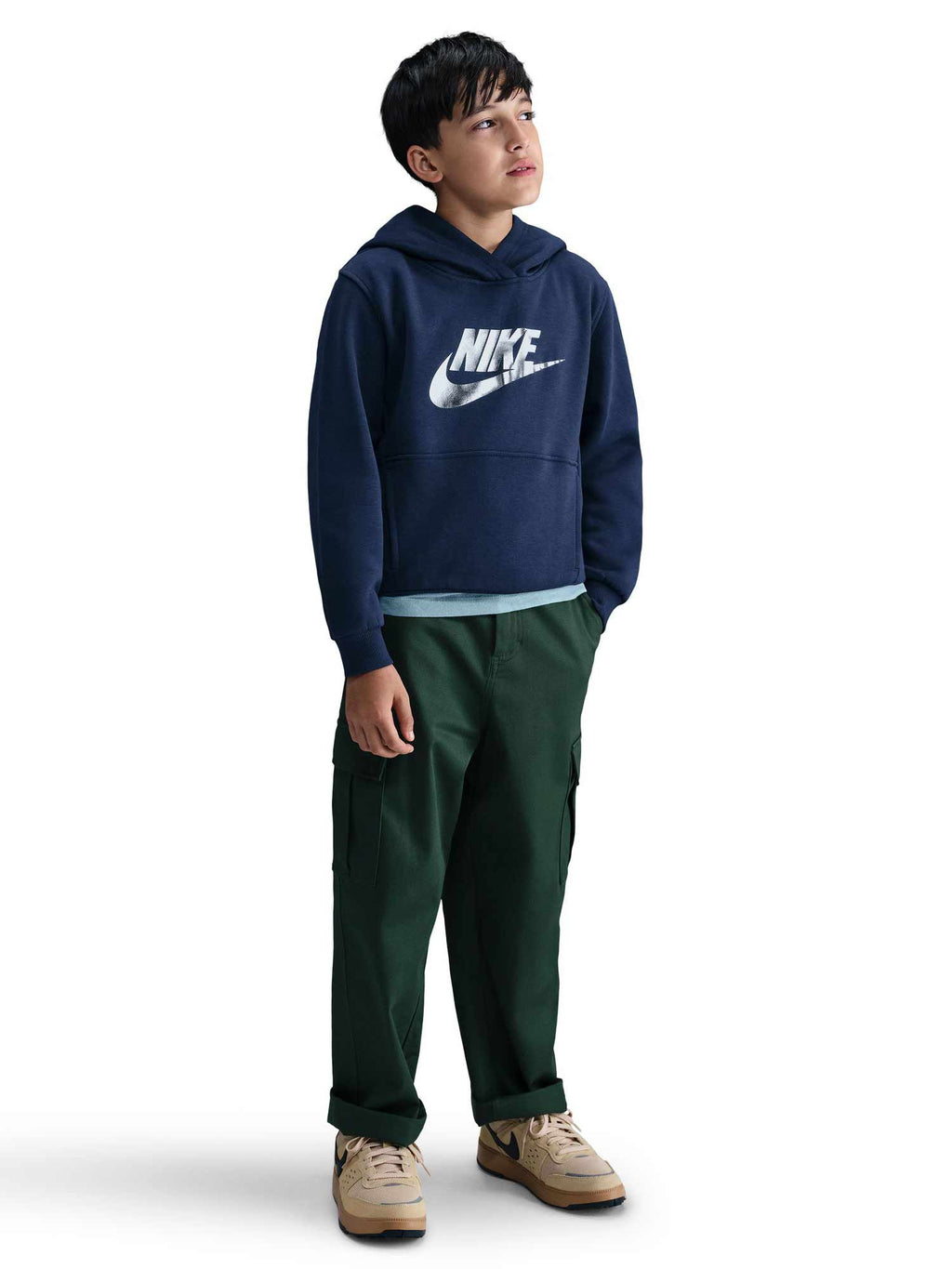 NIKE Суитшърт K NSW CLUB FLC HDY GOLD SATN