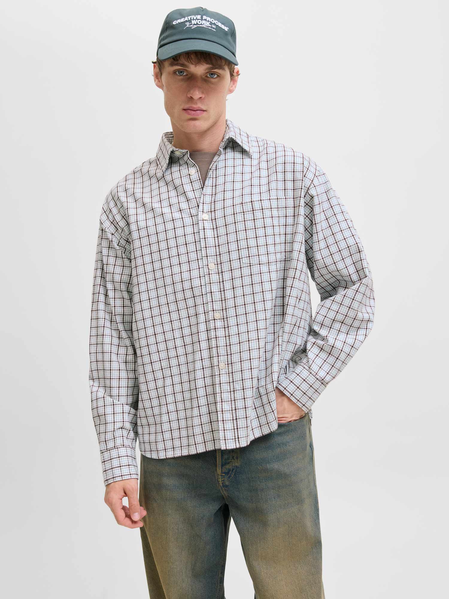 JACK & JONES Риза JORMEADOWS OVERSIZED CHECK SHIRT LS
