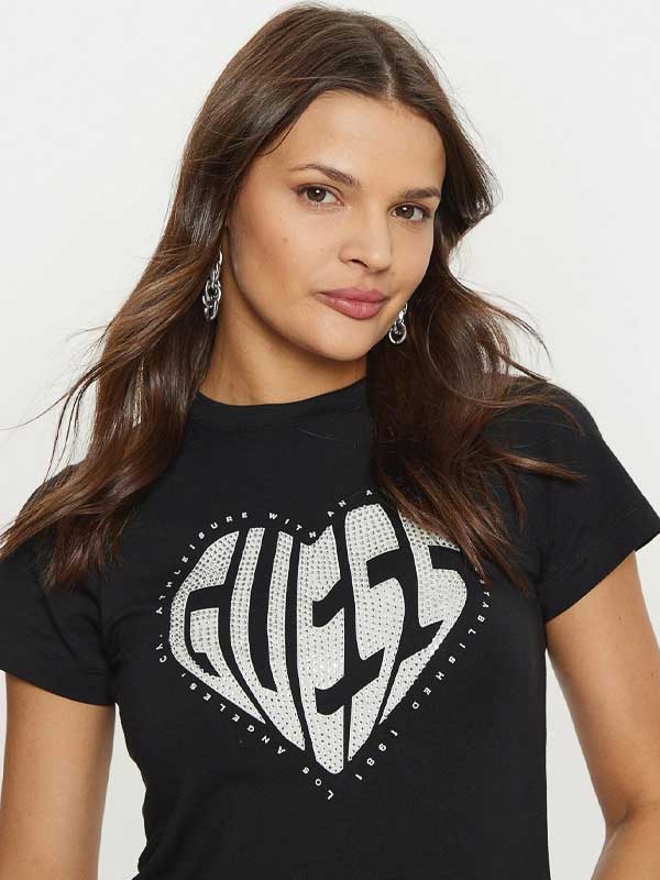 GUESS Тениска JULIA RHINESTONE SS T-SHIRT