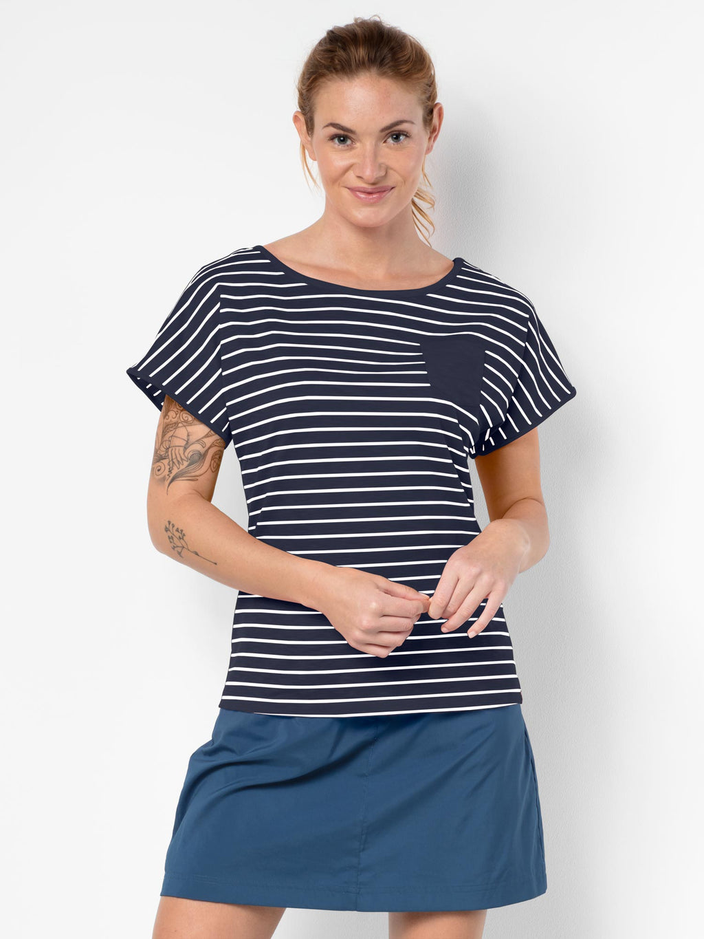 JACK WOLFSKIN Тениска TRAVEL STRIPED T WOMEN