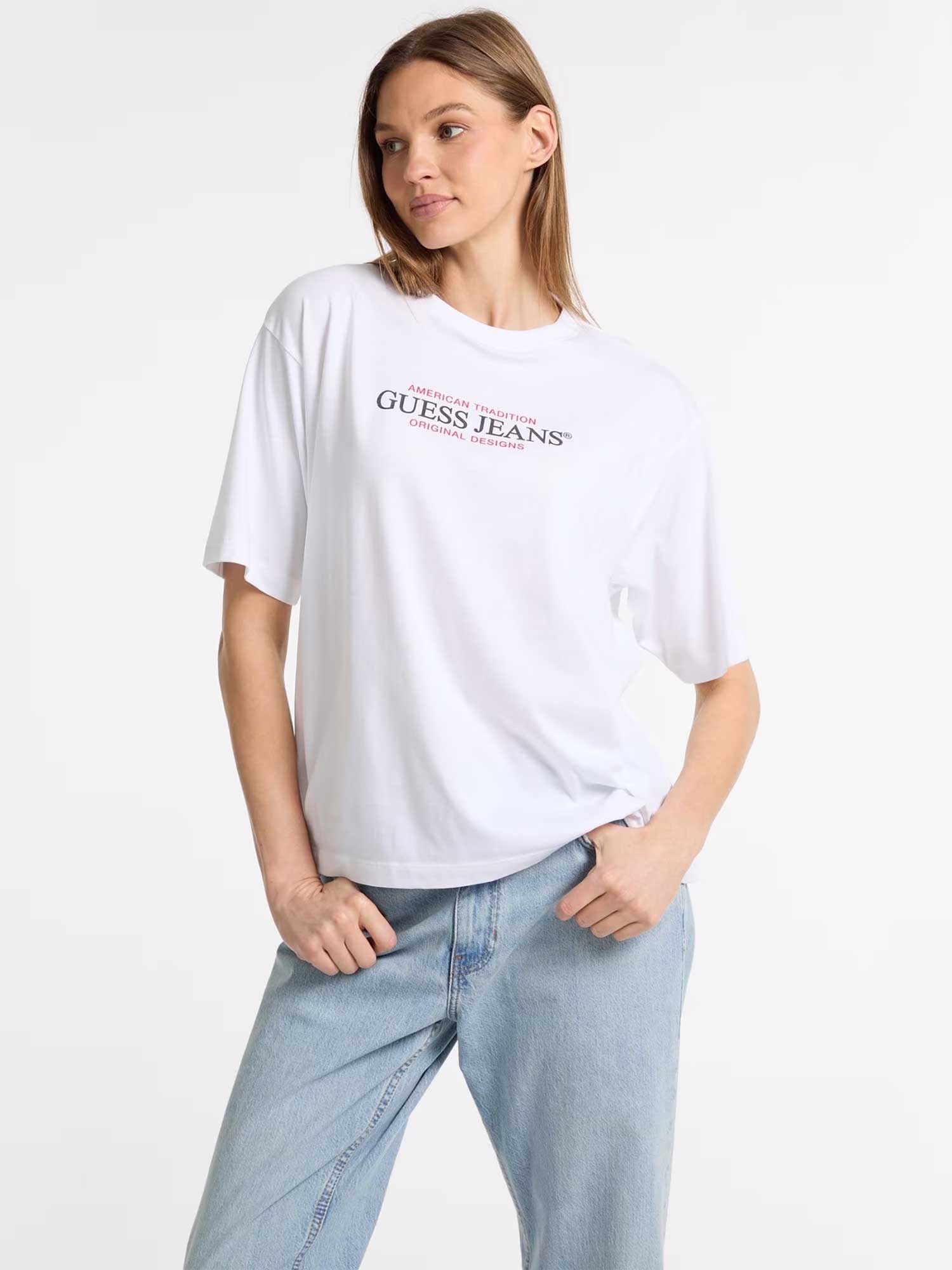 GUESS JEANS Тениска GJ SS CN OS AMERICAN TR TEE