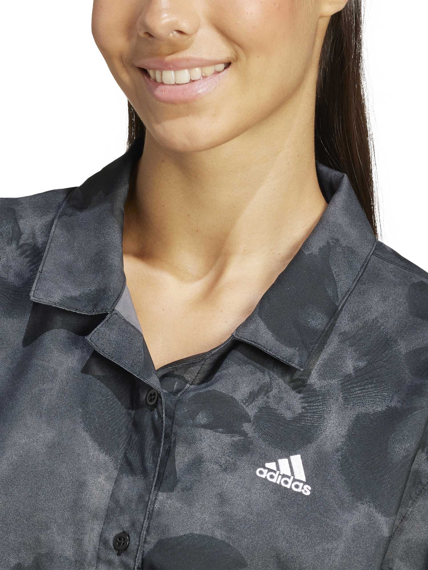 ADIDAS SPORTSWEAR Риза Floral Graphic Crop Woven Polo Shirt