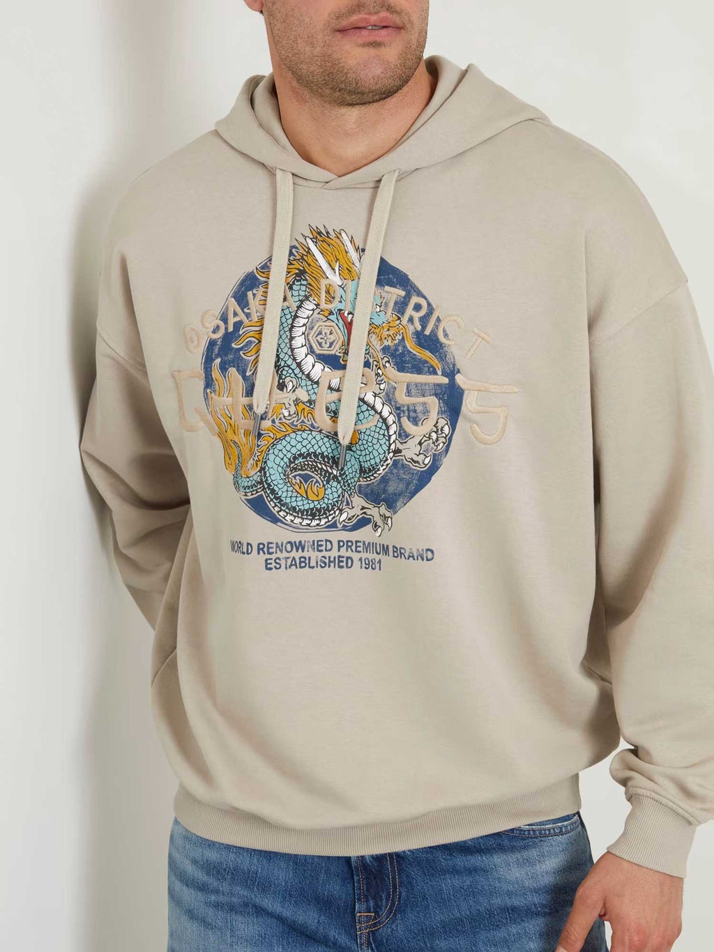GUESS Суитшърт ROUND LOGO HOO