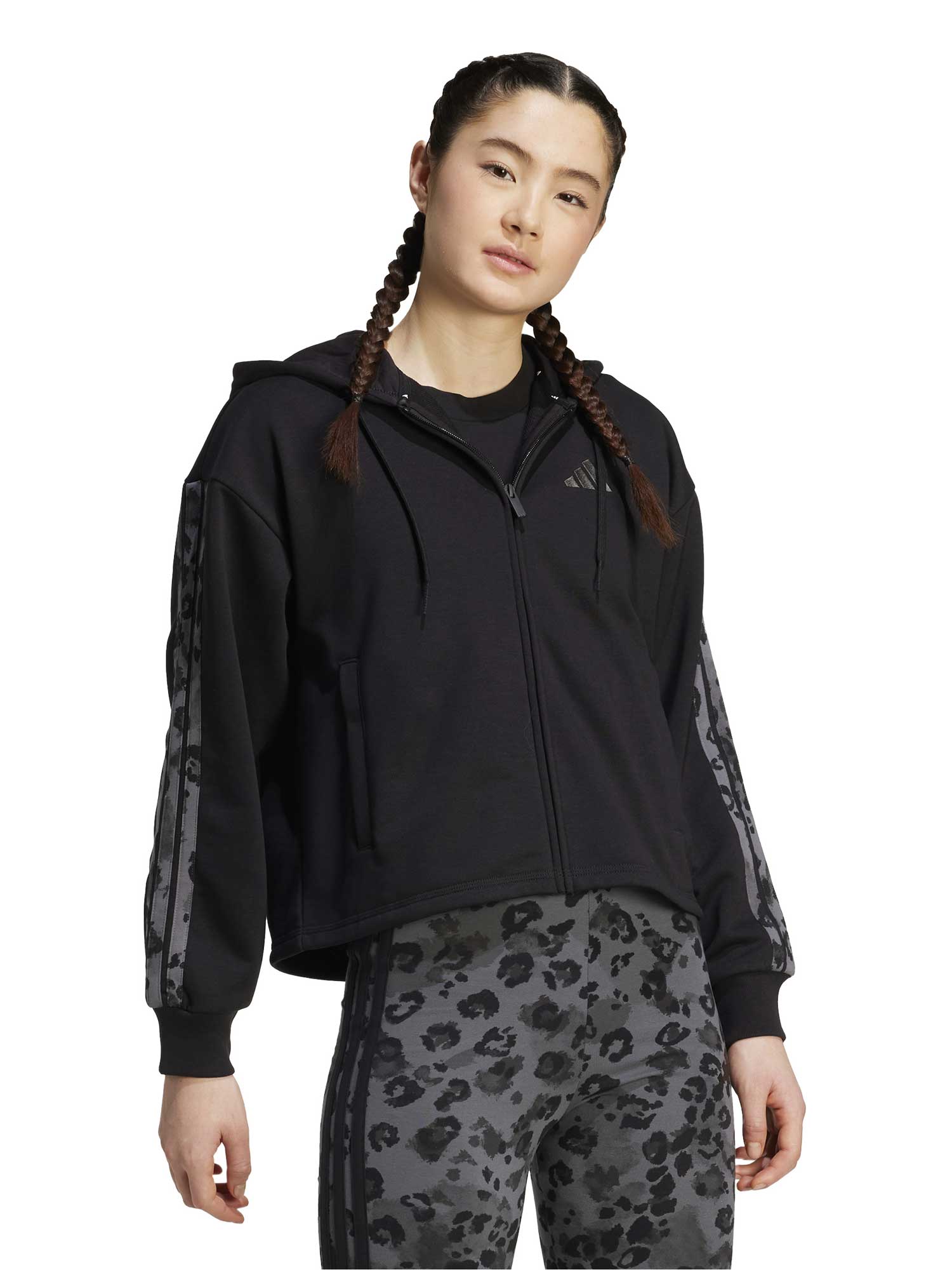 ADIDAS SPORTSWEAR Суитшърт Animal Print 3-Stripes French Terry