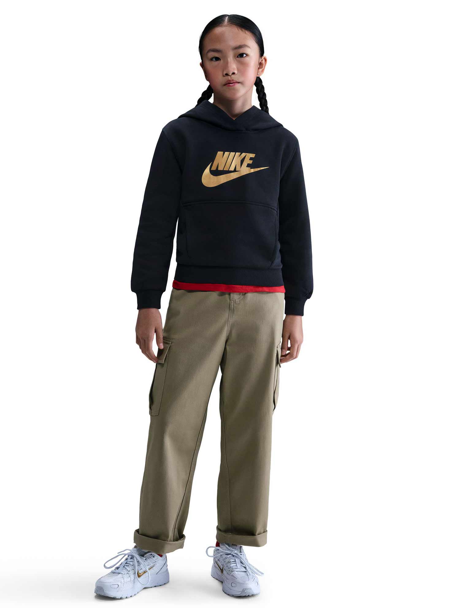 NIKE Суитшърт K NSW CLUB FLC HDY GOLD SATN