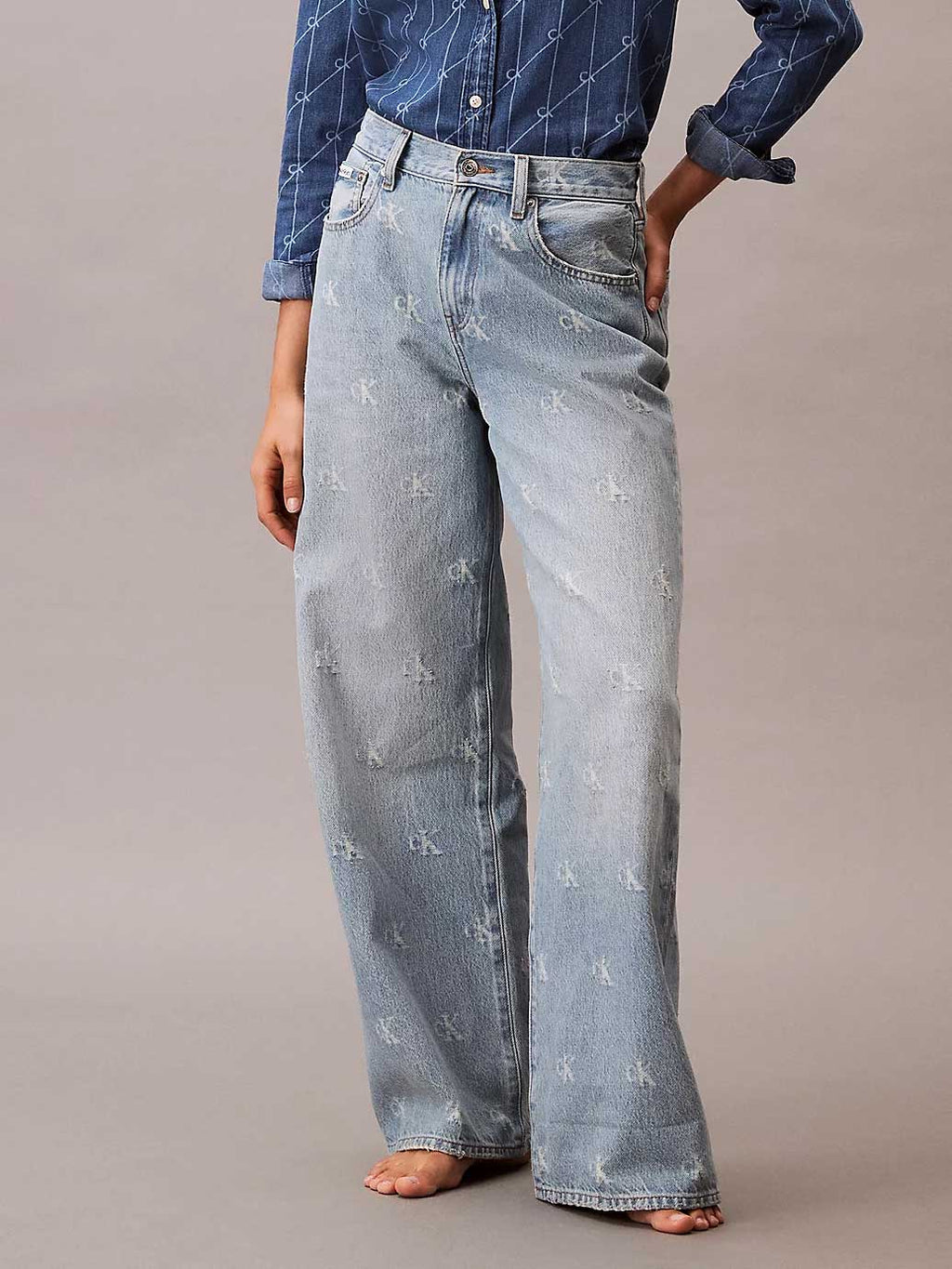Calvin Klein Jeans Дънки TH WD LG CK DSTRSSD