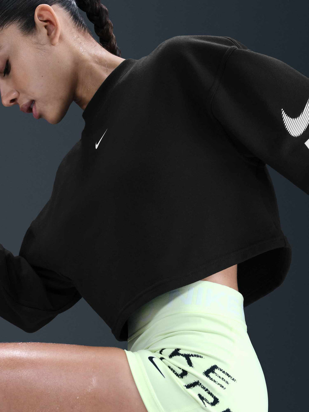 NIKE Блуза W NP DF FLC CREW TT GRX