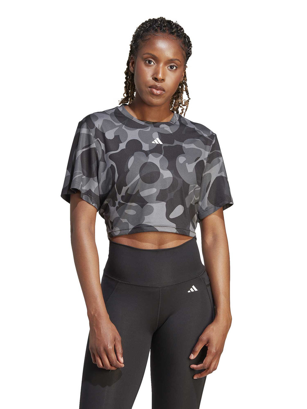 ADIDAS PERFORMANCE Тениска Train Essentials AOP Floral Print Crop