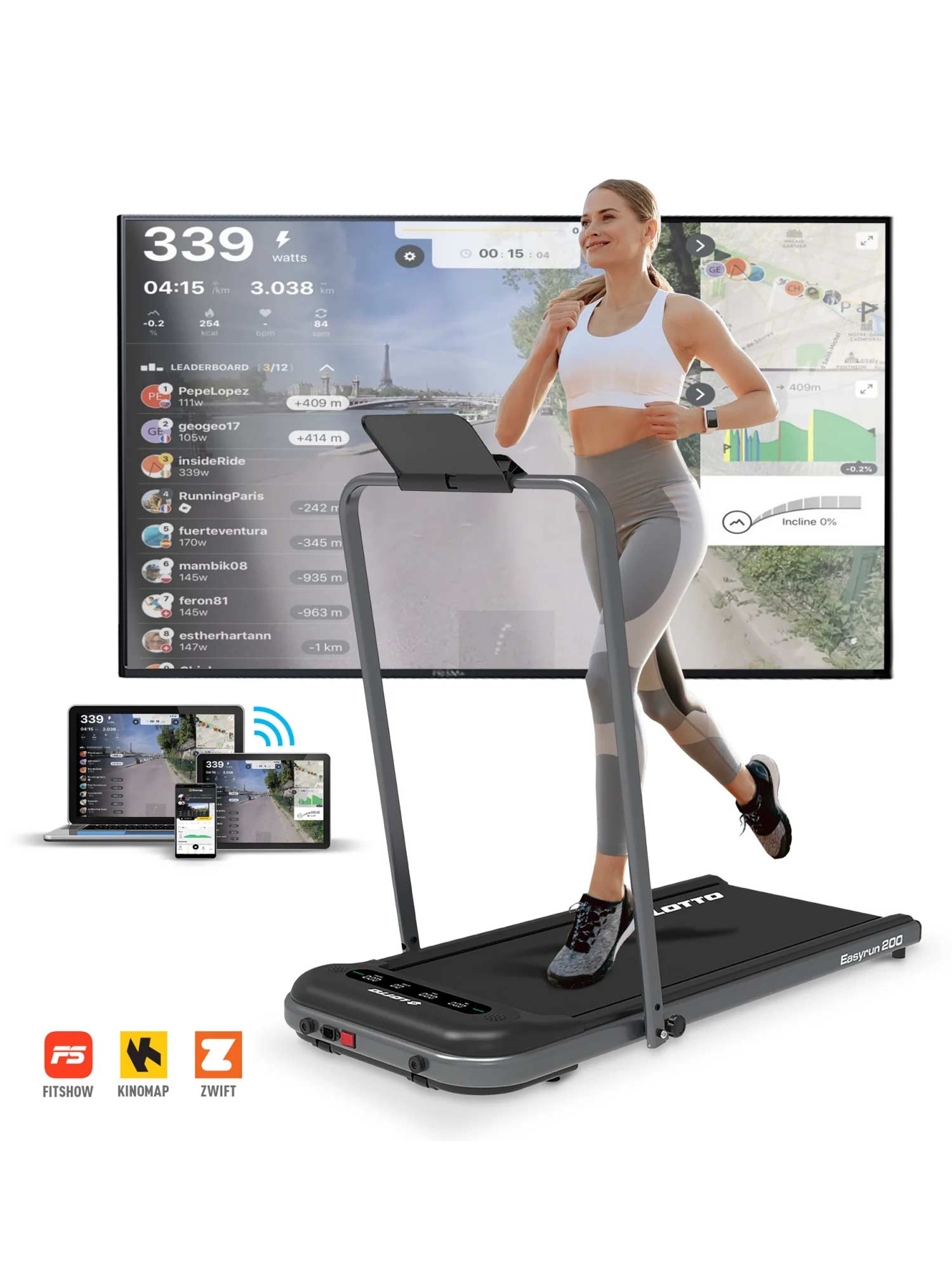 LOTTO FITNESS Smart Бягаща пътека EASYRUN 200 10 км / 1.00 HP