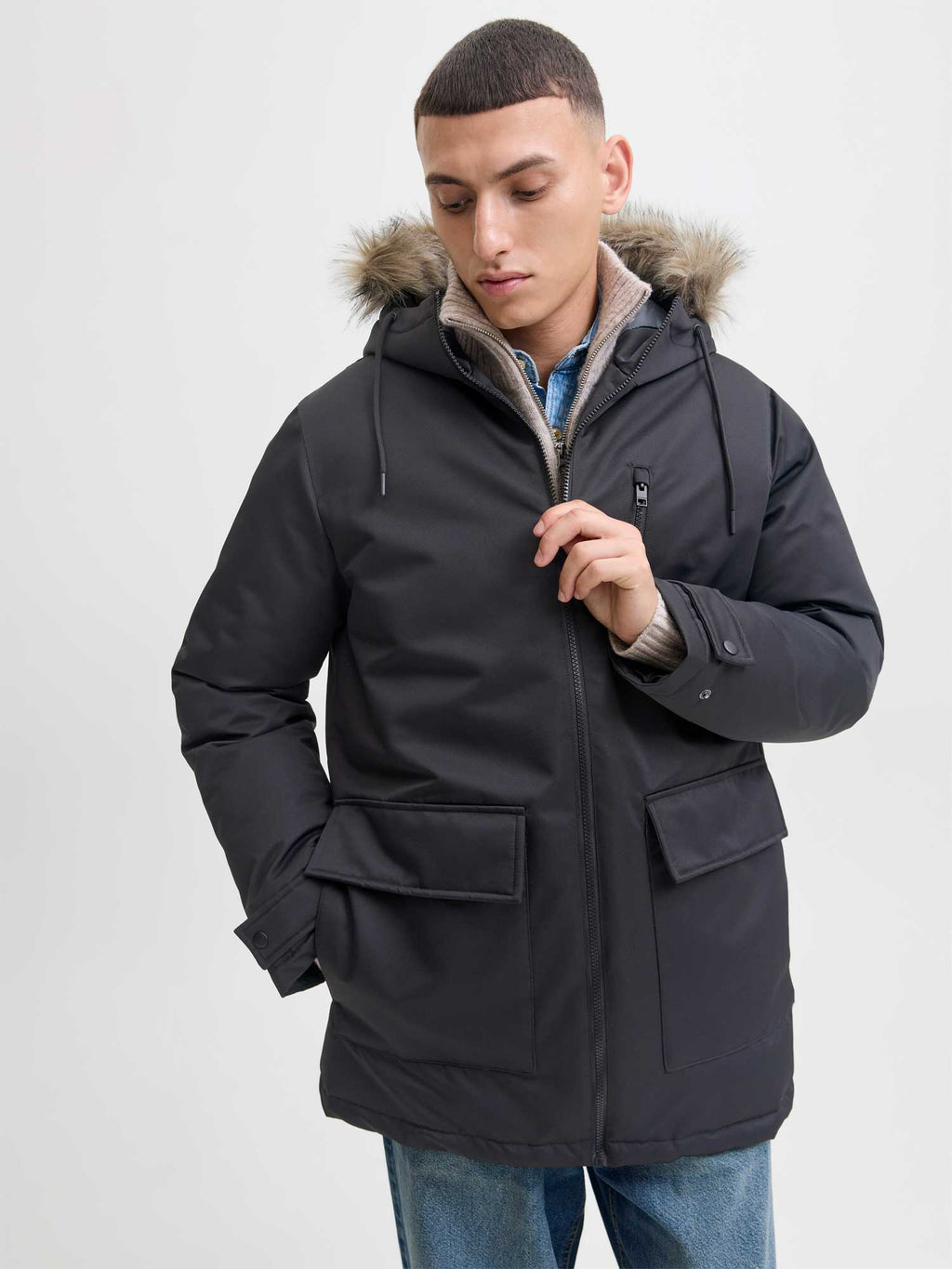 JACK & JONES Яке JJCHARLIE DETACHABLE FAUX FUR PARKA
