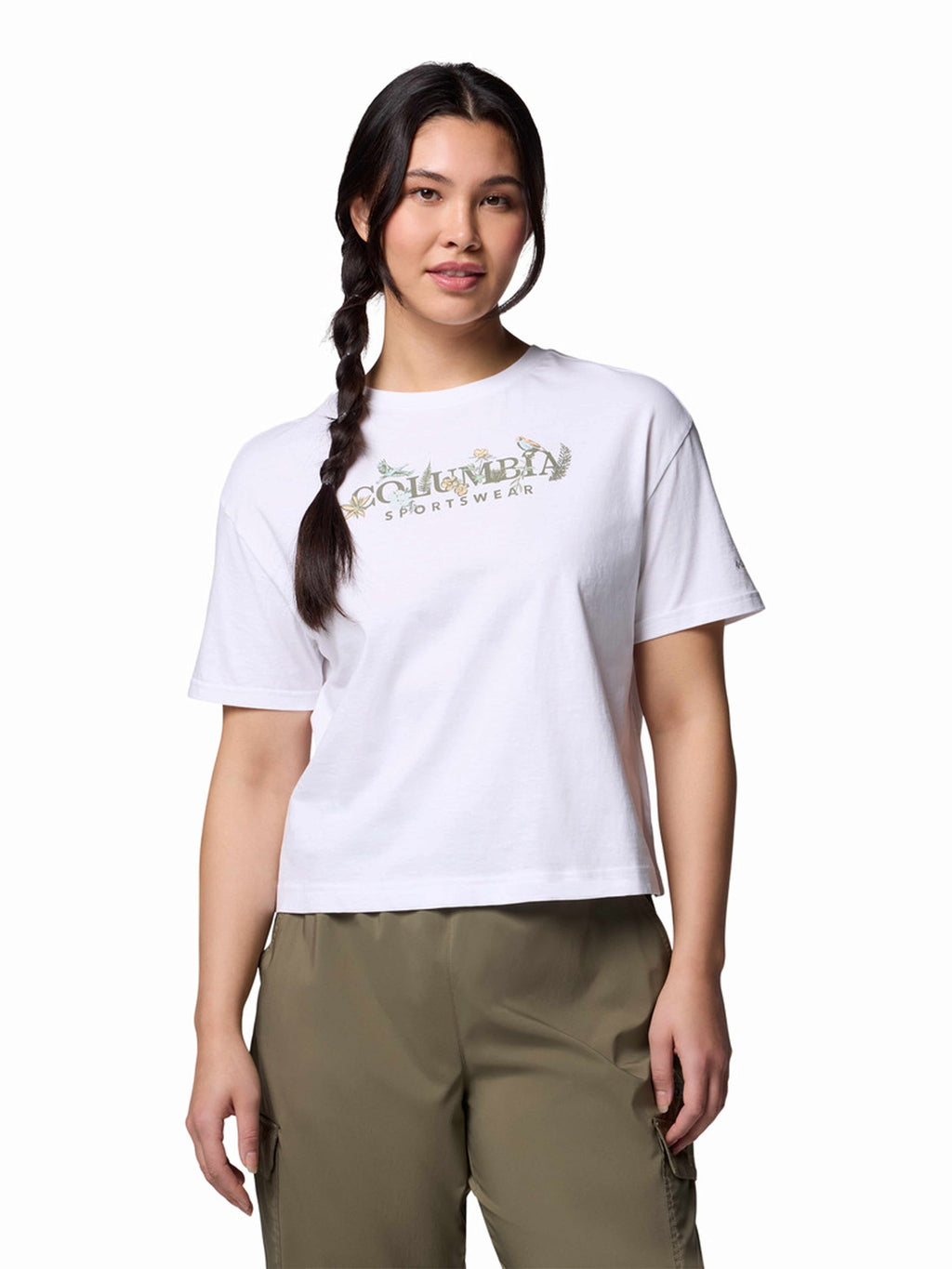 COLUMBIA Тениска Rolling Bend Graphic Relaxed Crop SS