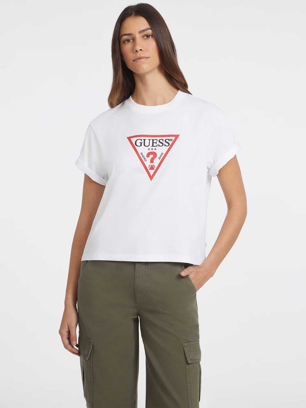 GUESS JEANS Тениска GJ SS CN BOXY ICONIC TEE