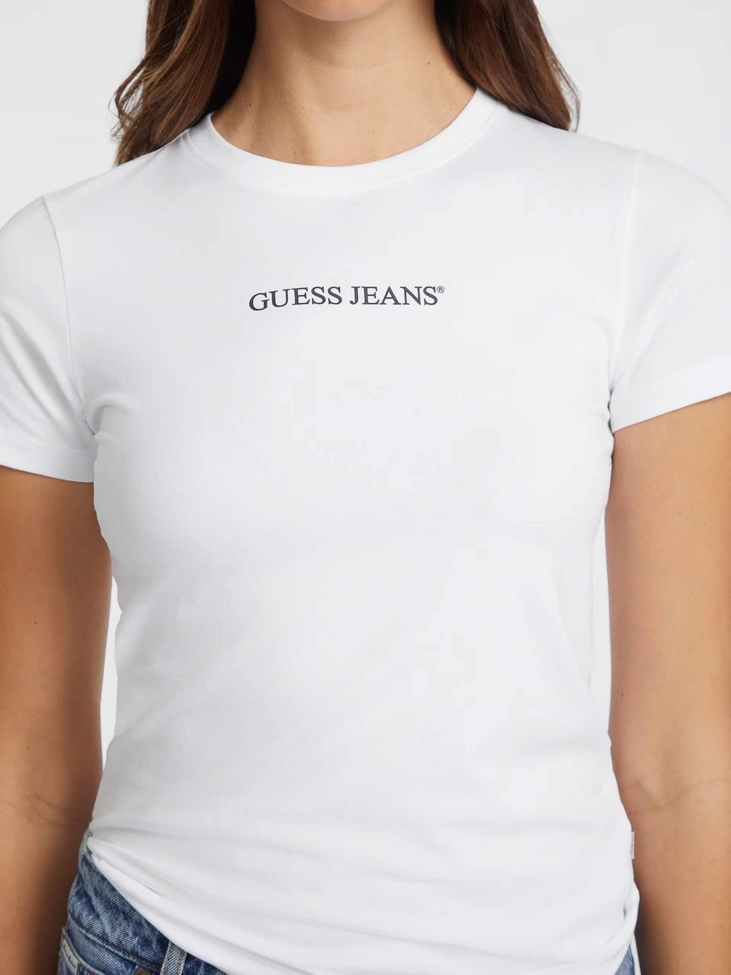 GUESS JEANS Тениска GJ SS CN SLIM LOGO PRINT TEE