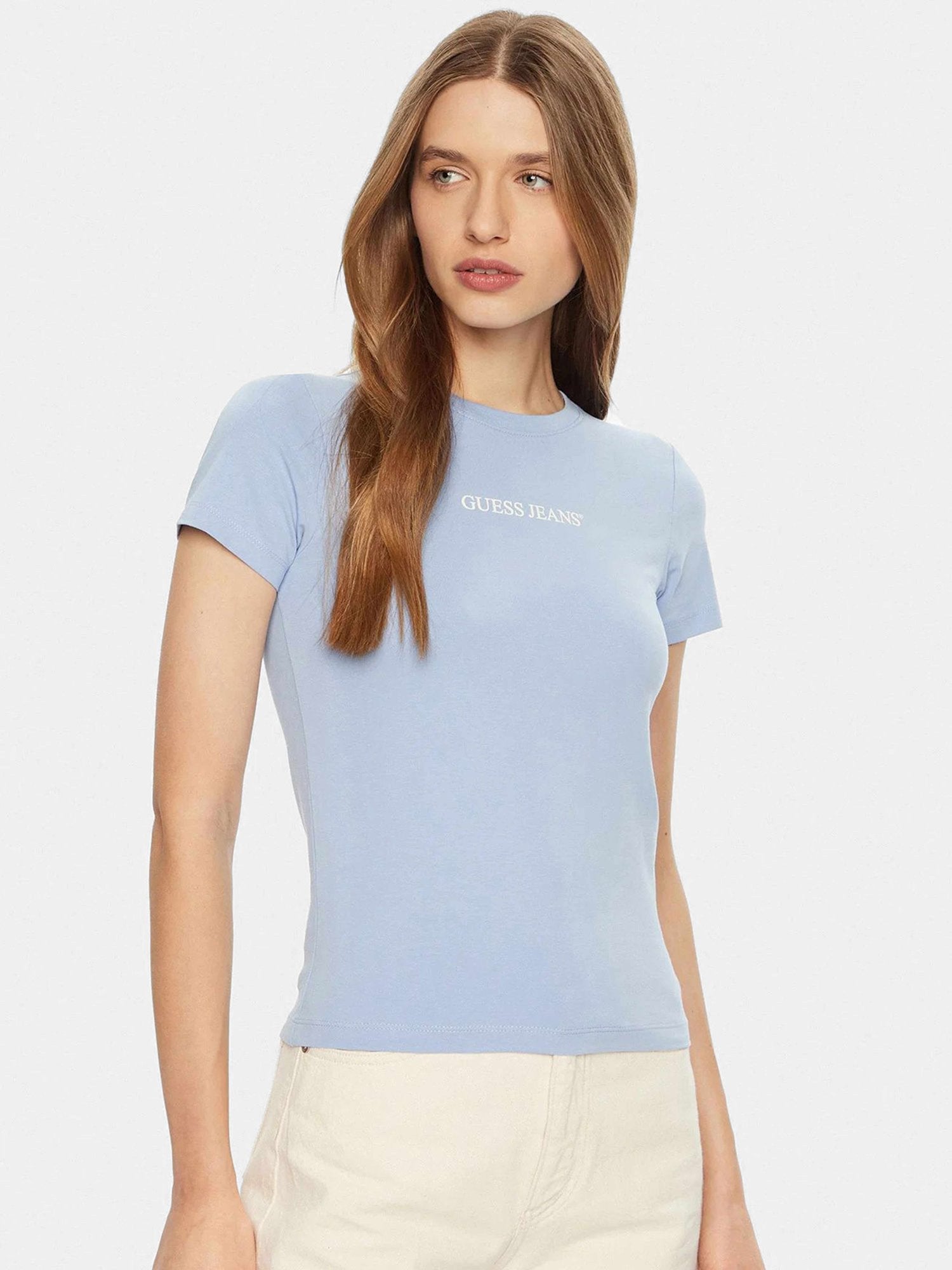 GUESS JEANS Тениска GJ SS CN SLIM LOGO PRINT TEE