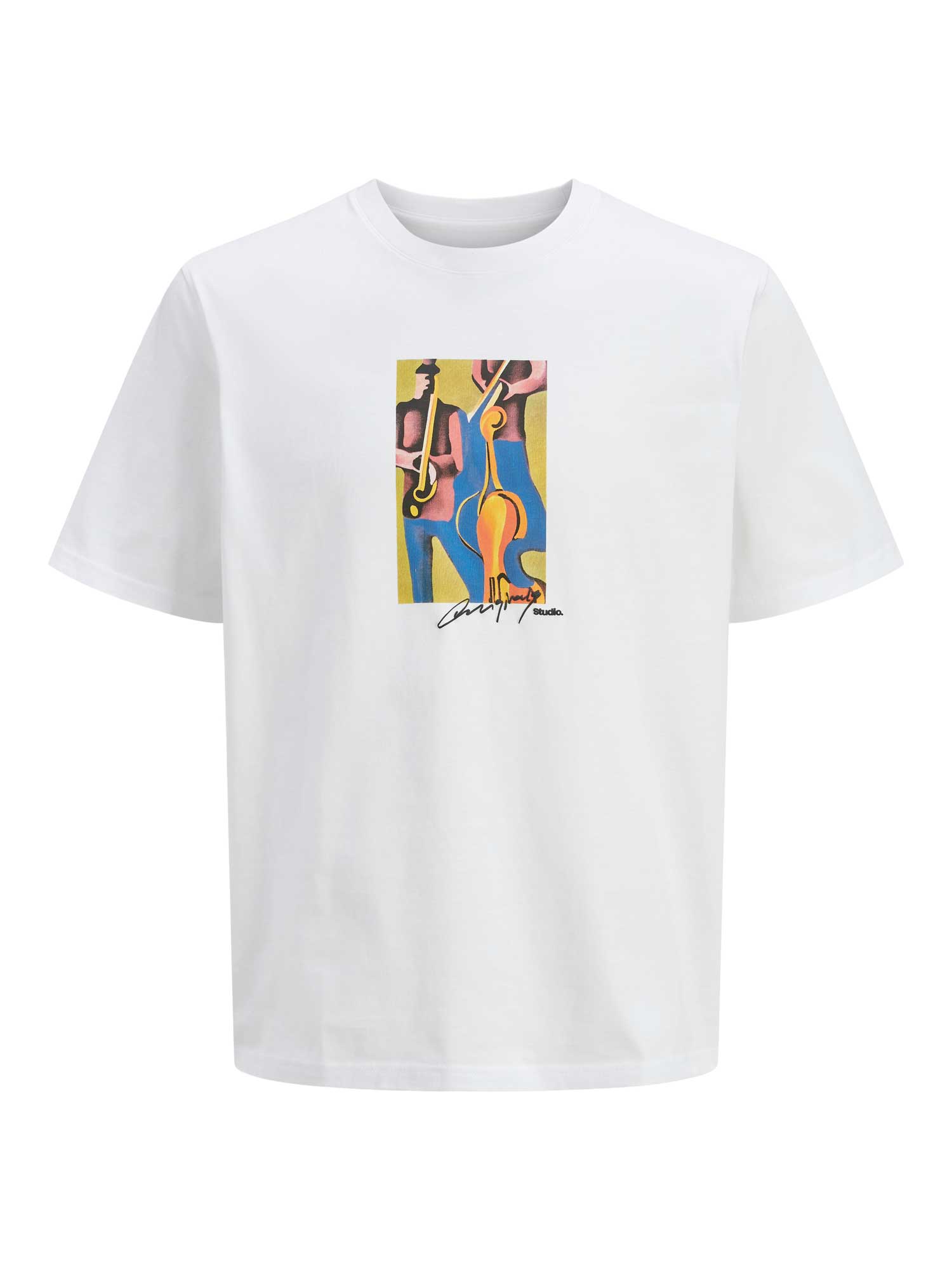 JACK & JONES Тениска JORMANCHESTER CUBISM FRONT TEE SS CN