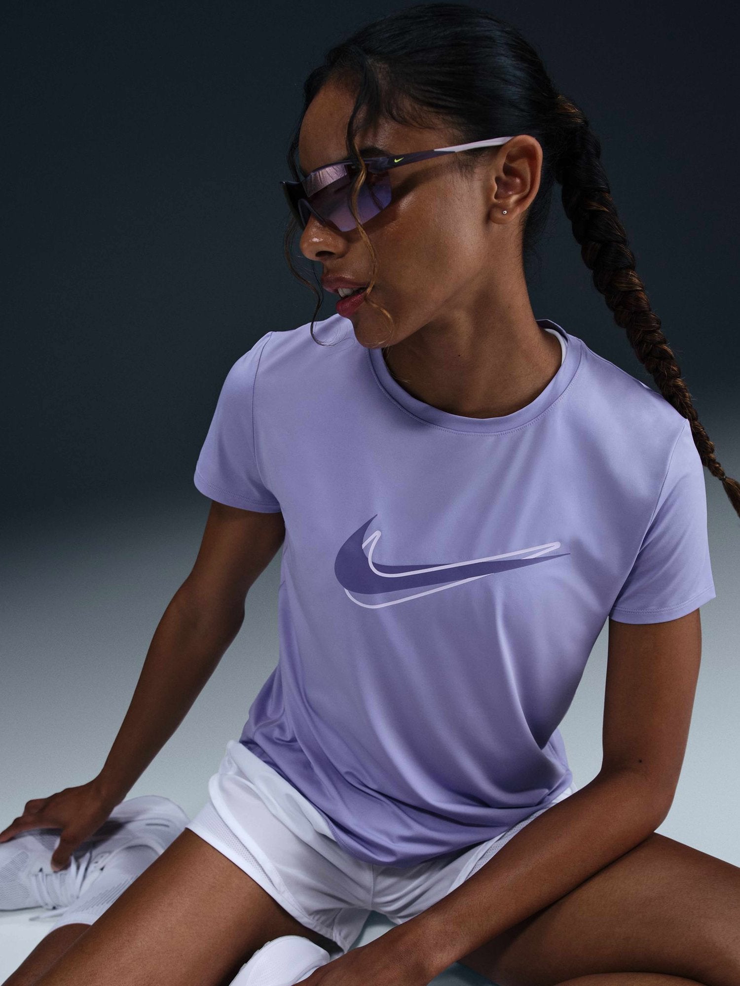 NIKE Тениска W NK ONE SWSH HBR DF SS TOP