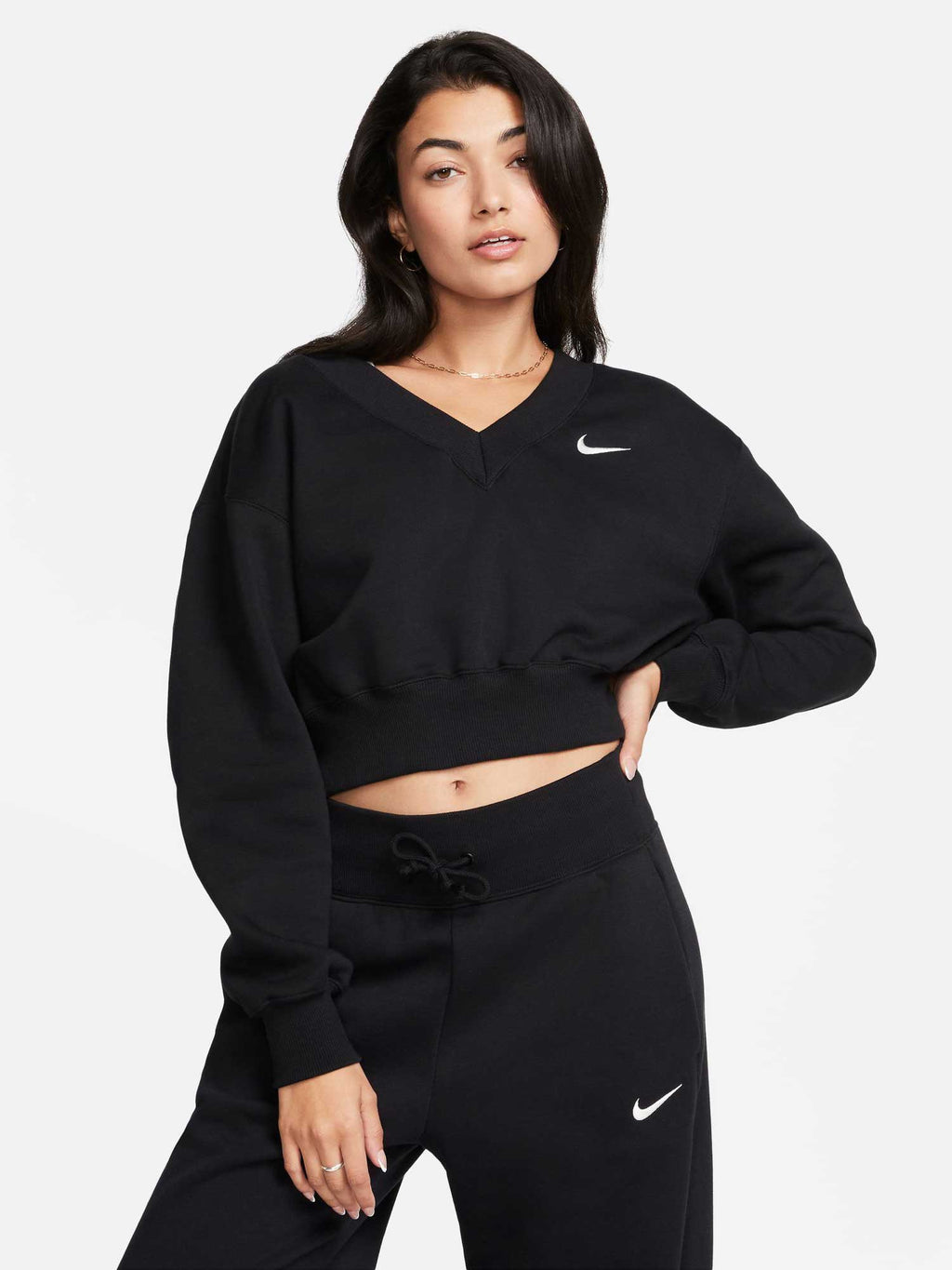 NIKE Блуза W NSW PHNX FLC CROP VNECK