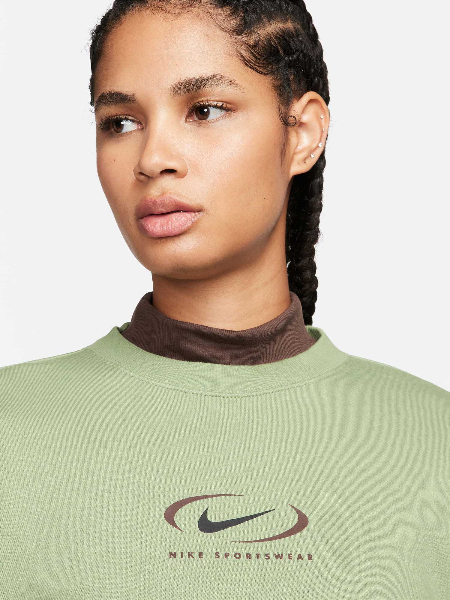 NIKE Блуза W NSW PHNX FLC OS CREW PRNT SW