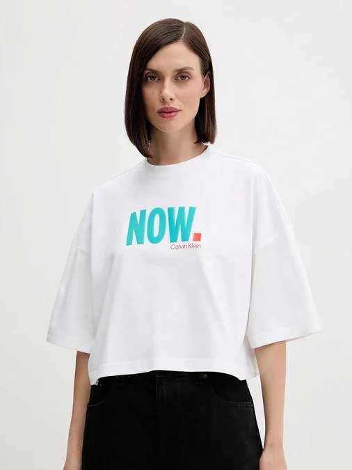 Calvin Klein Jeans Тениска OVERSIZED CROPPED NOW LOGO TEE