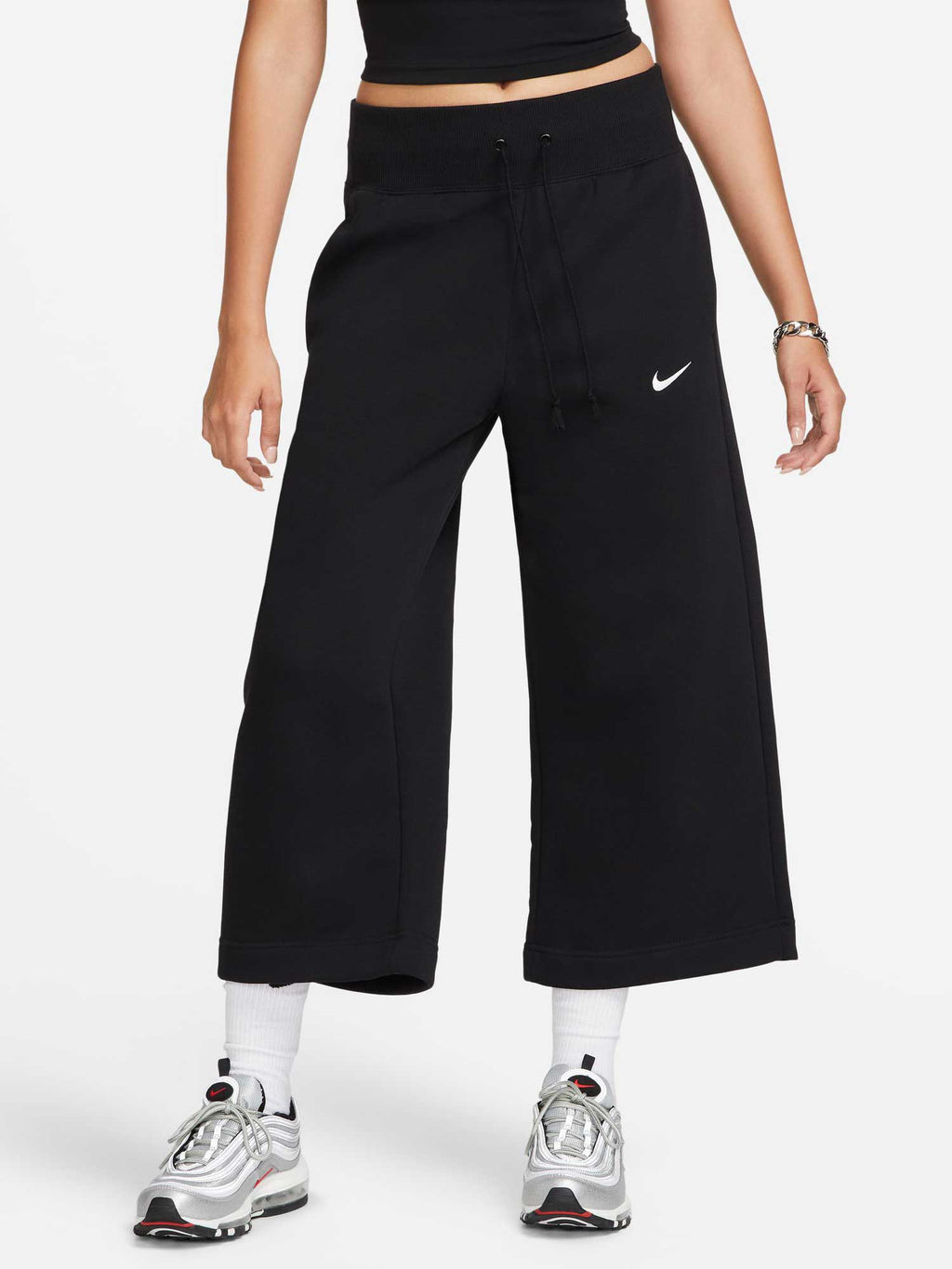 NIKE Спортно долнище W NSW PHNX FLC HR CROP SWTP