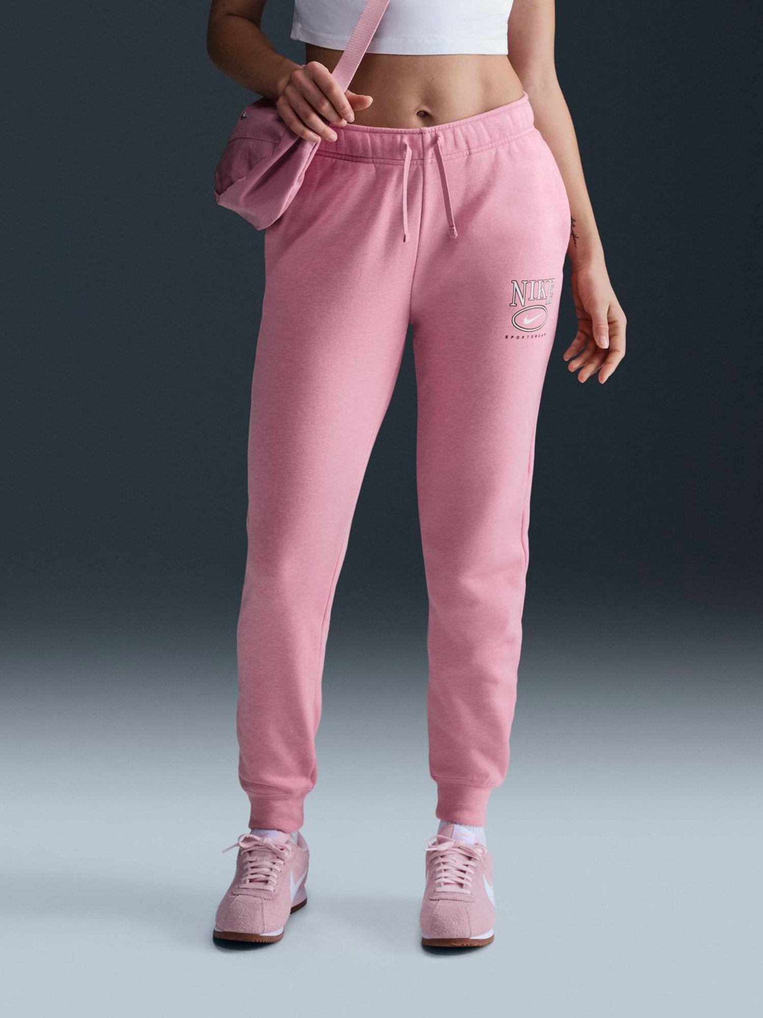 NIKE Спортно долнище W NSW CLUB FLC MR GFX STD PANT