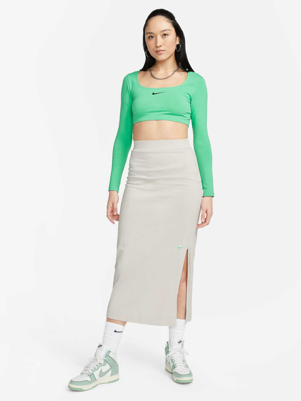 NIKE Блуза W LS CROP TOP SW