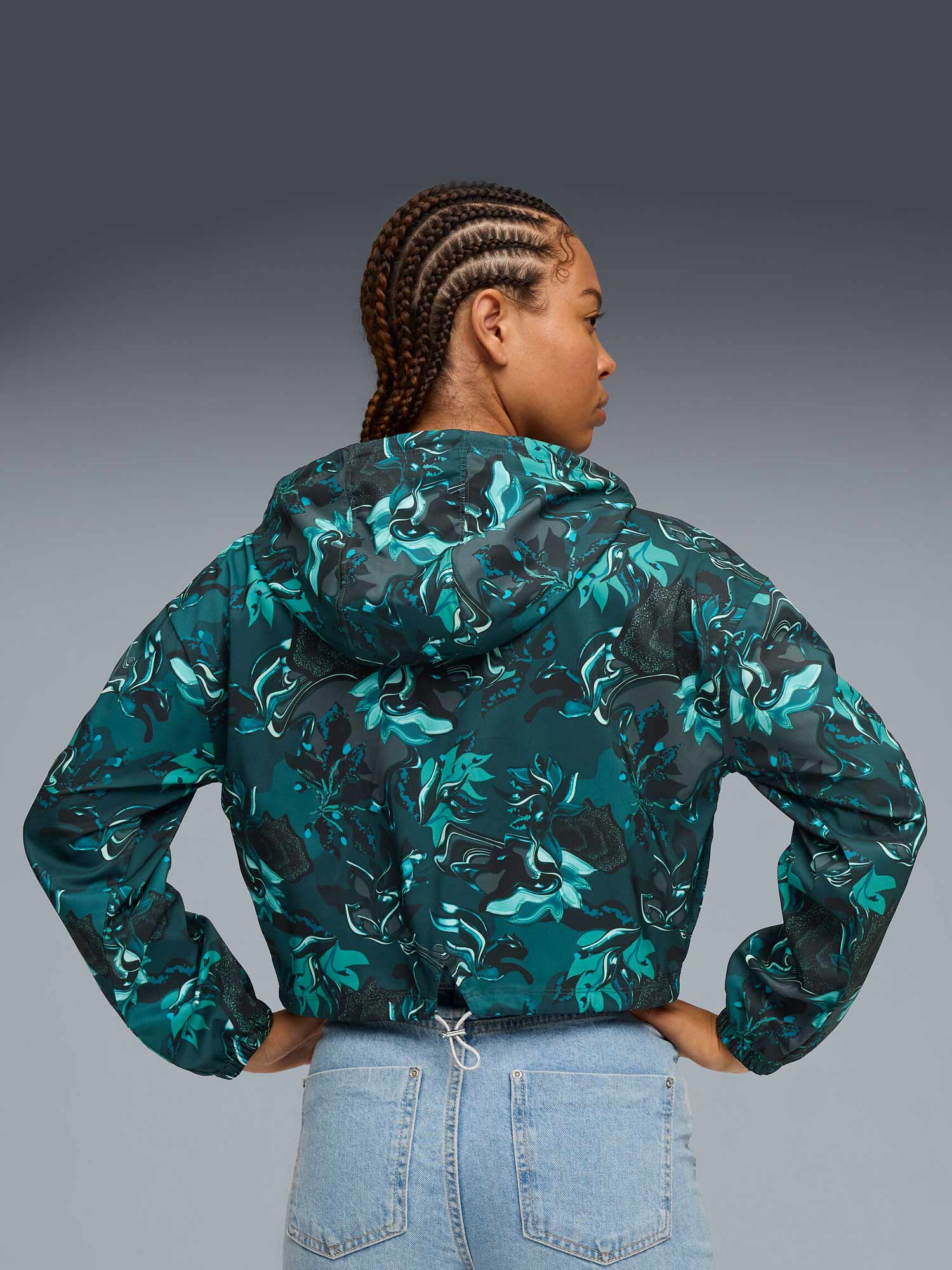PUMA Спортно горнище W GREEN TERRAINS WOVEN JACKET AOP