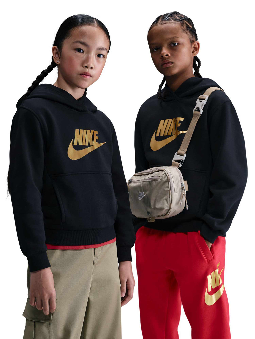 NIKE Суитшърт K NSW CLUB FLC HDY GOLD SATN