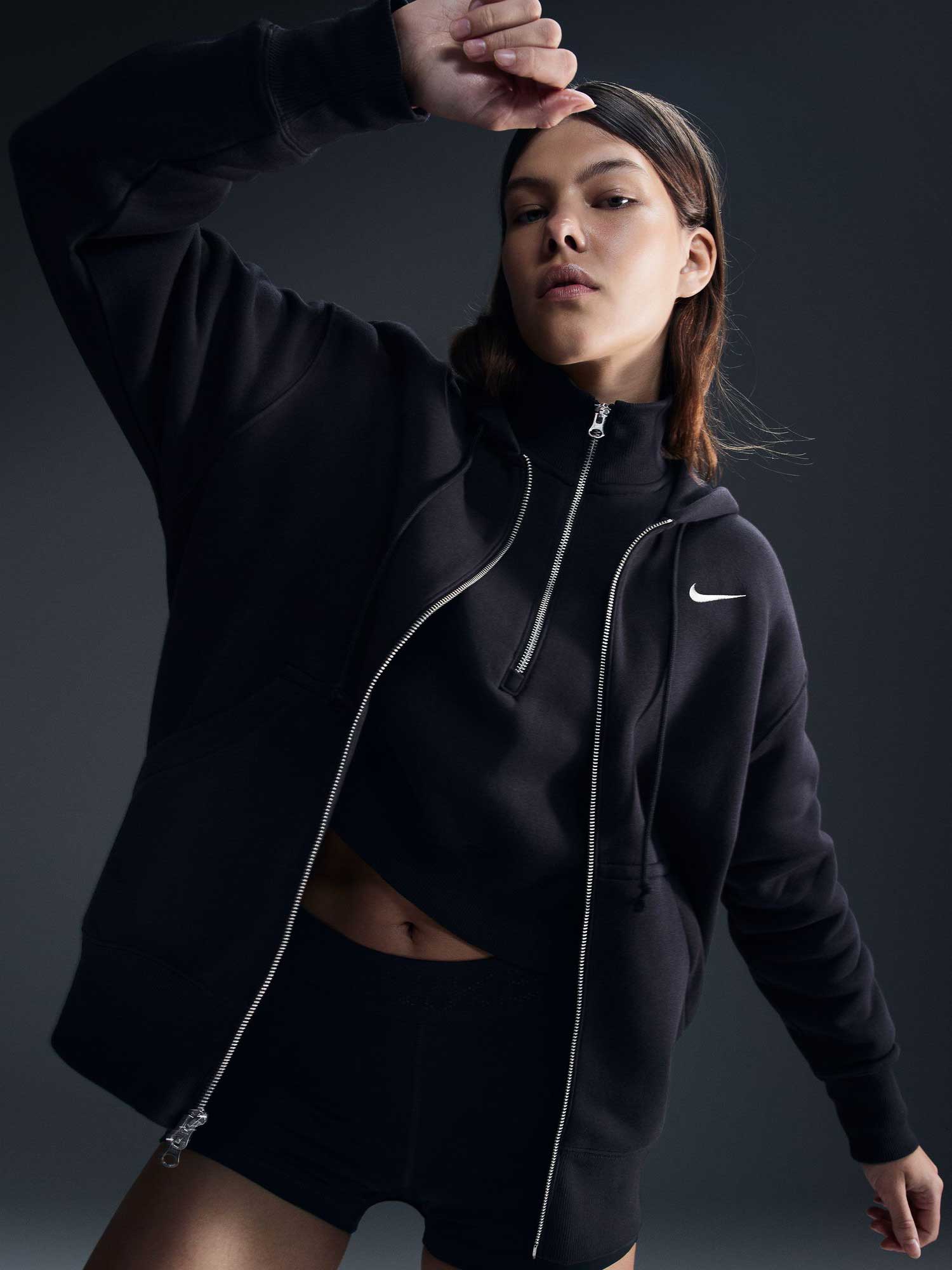 NIKE Суитшърт W NSW PHNX FLC FZ OS HOODIE