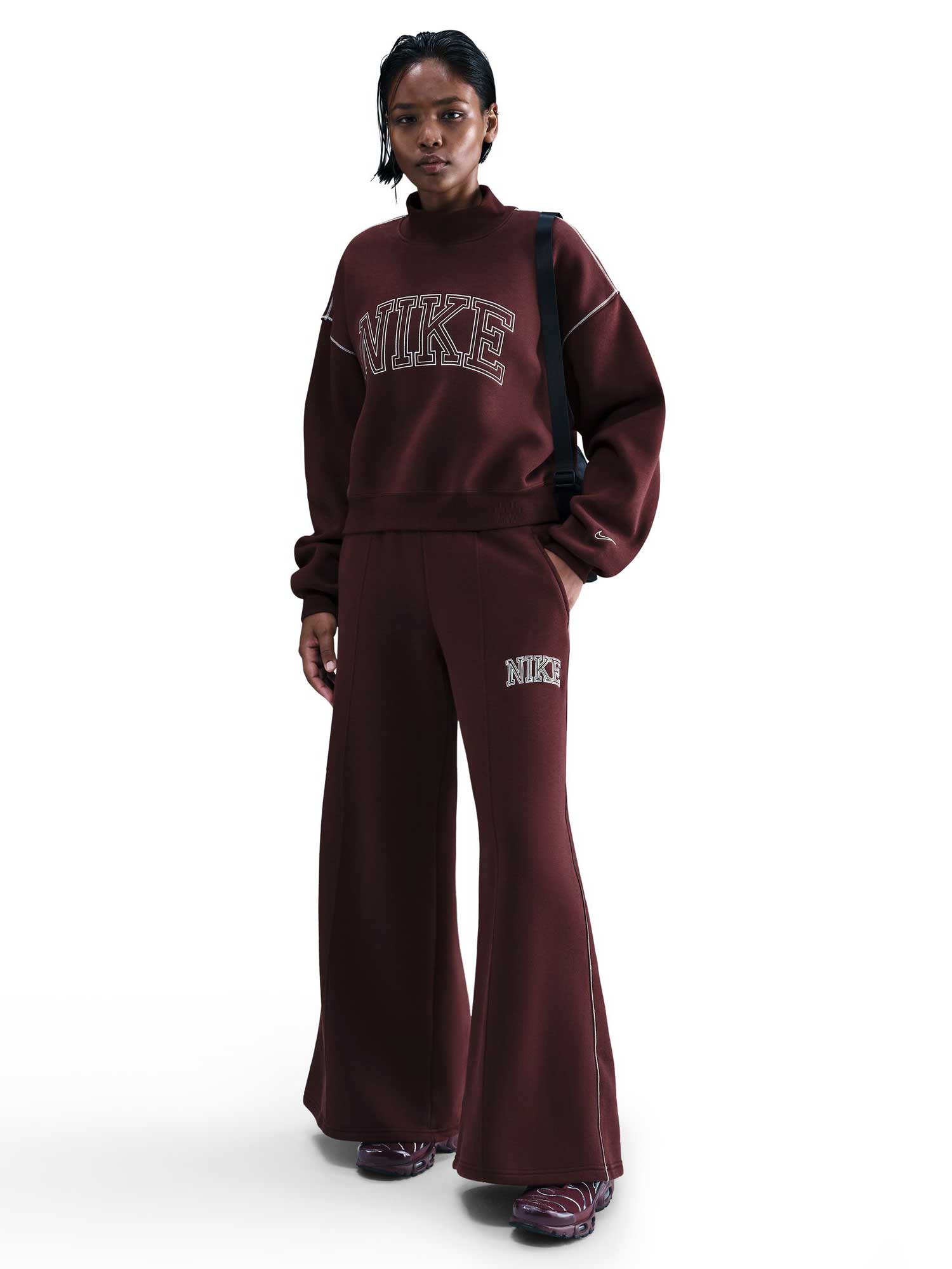 NIKE Спортно долнище W NSW PHNX FLC LOGO WIDE LEG