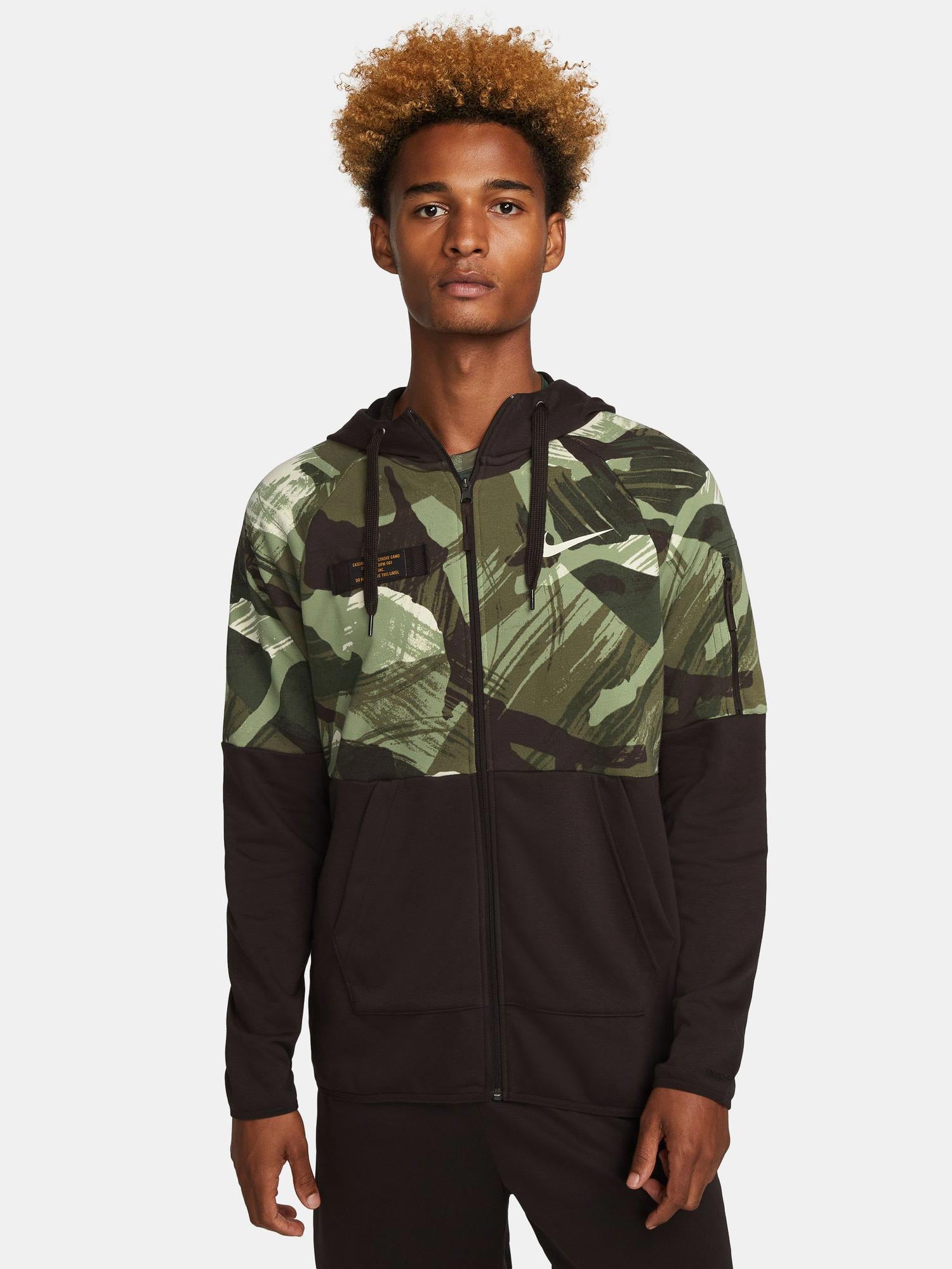 NIKE Суитшърт M NK DF FLC HD FZ CAMO