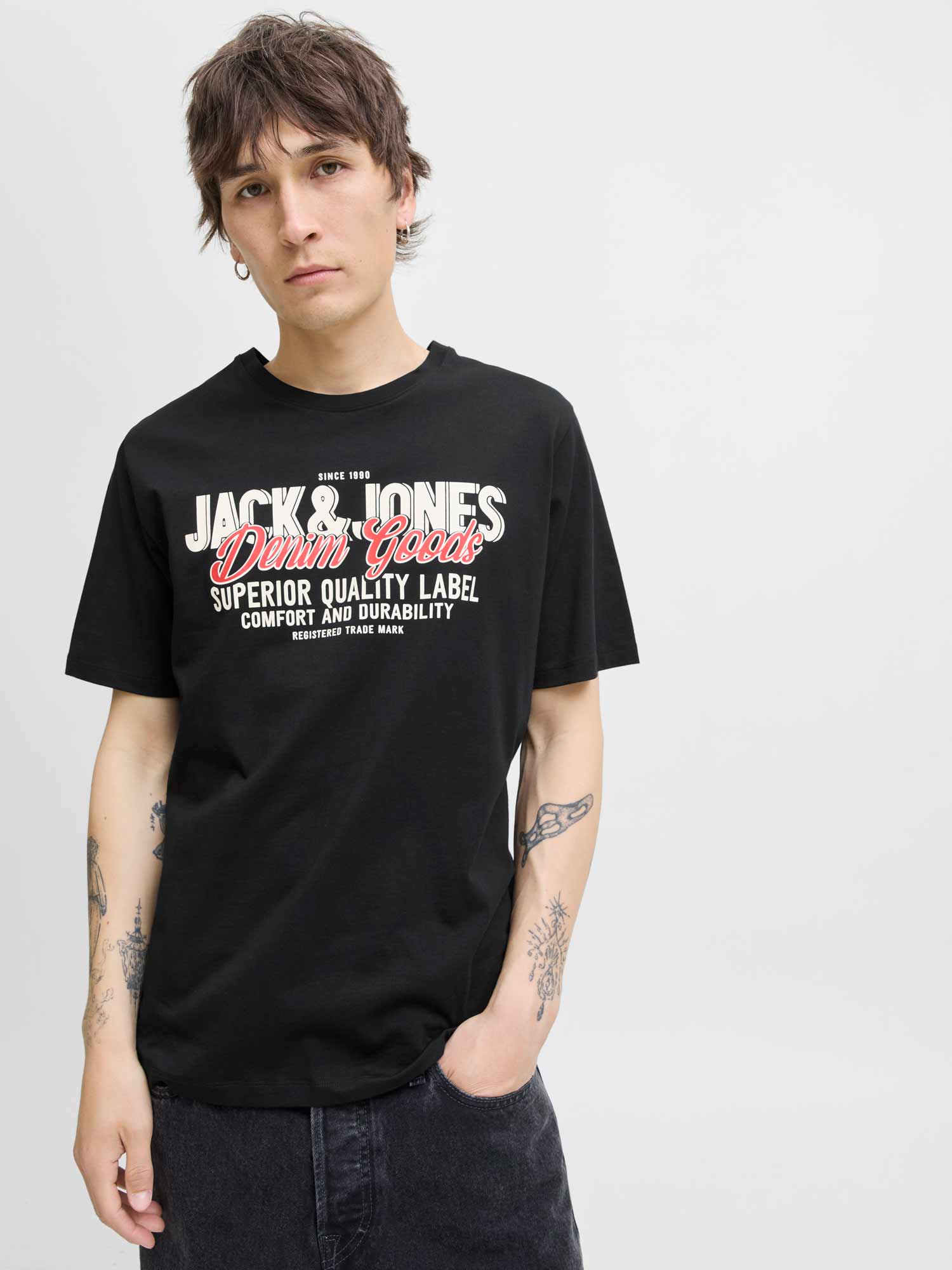 JACK & JONES Тениска JJELOGO TEE SS O-NECK 2 COL AW25 SN