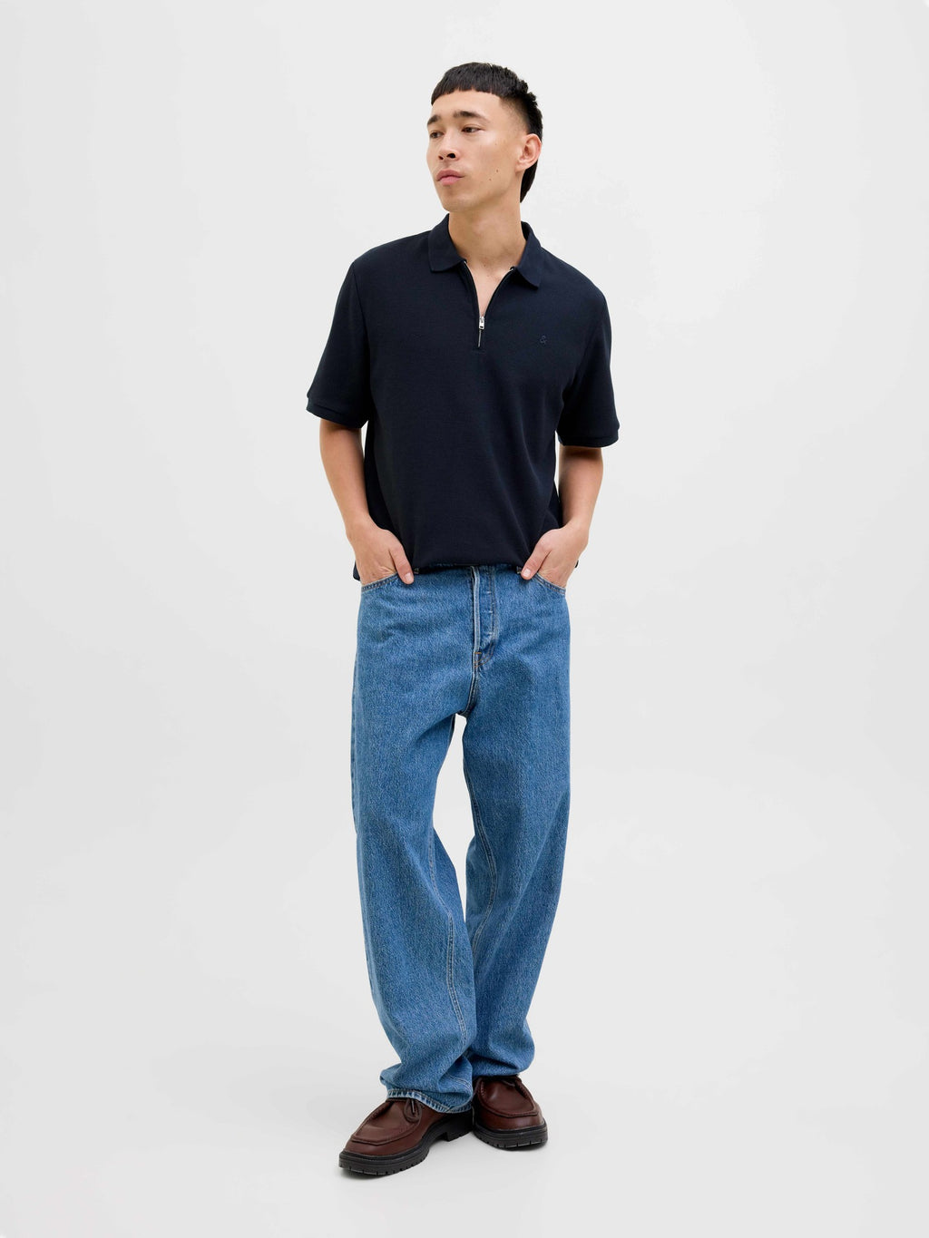 JACK & JONES Тениска JJEAUSTIN ZIP POLO SS NOOS