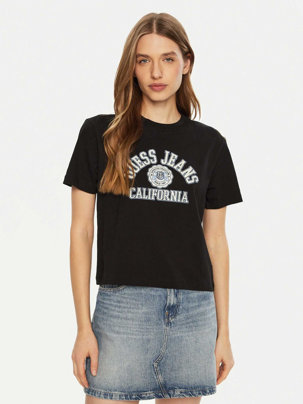GUESS JEANS Тениска GJ SS CN BOXY PRINTED TEE