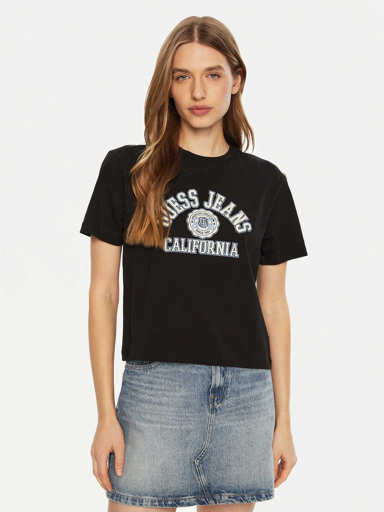 GUESS JEANS Тениска GJ SS CN BOXY PRINTED TEE